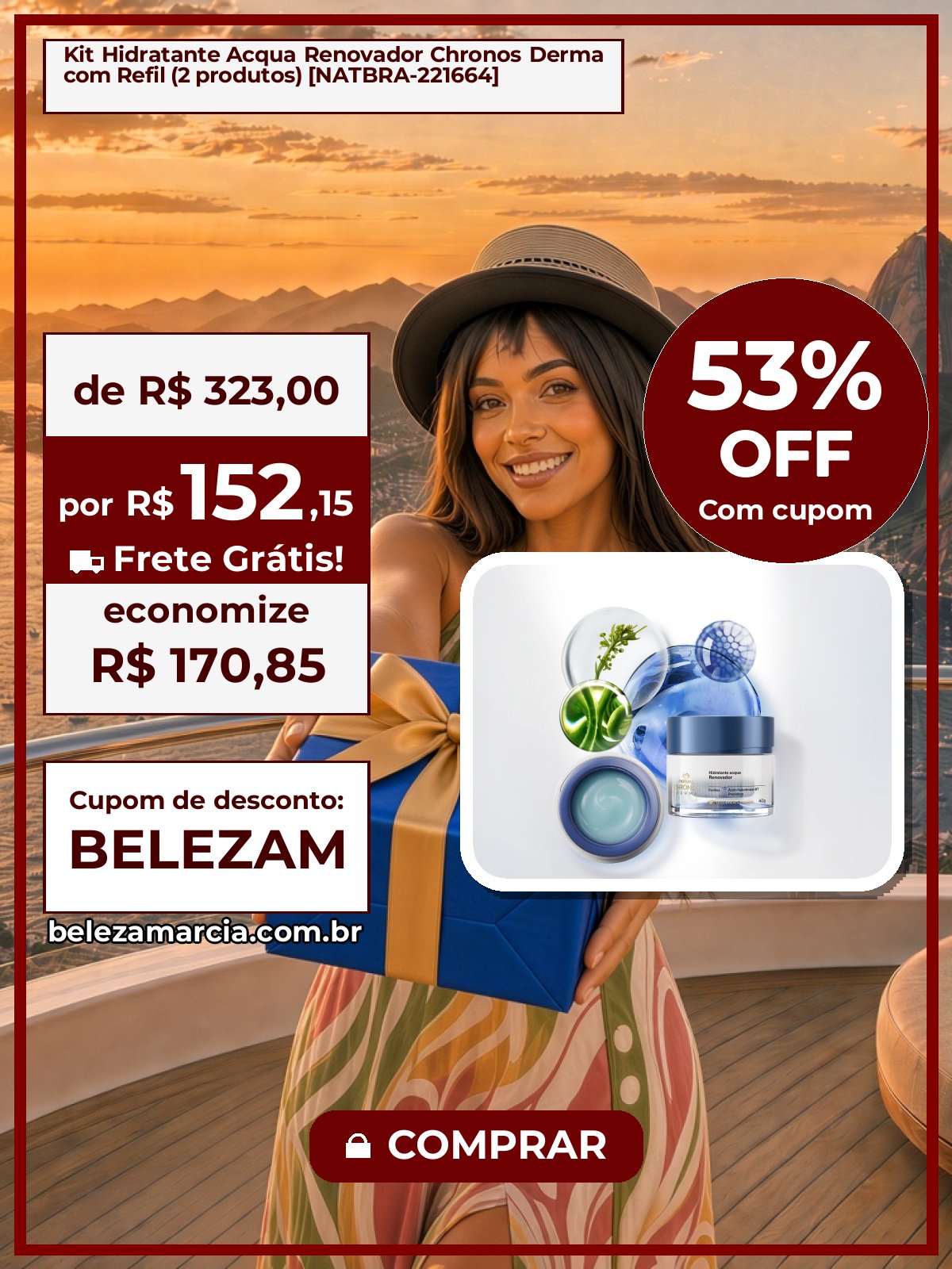 Kit Hidratante Acqua Renovador Chronos Derma com Refil (2 produtos) [NATBRA-221664]