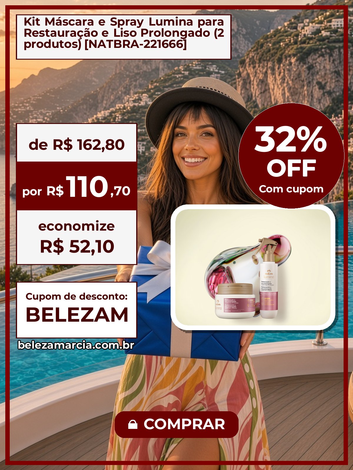 Kit Máscara e Spray Lumina para Restauração e Liso Prolongado (2 produtos) [NATBRA-221666]