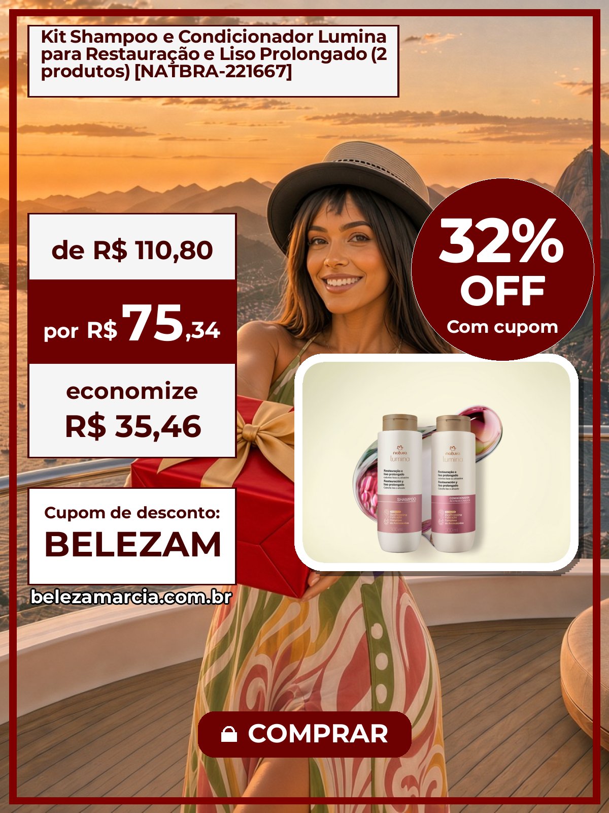 Kit Shampoo e Condicionador Lumina para Restauração e Liso Prolongado (2 produtos) [NATBRA-221667]