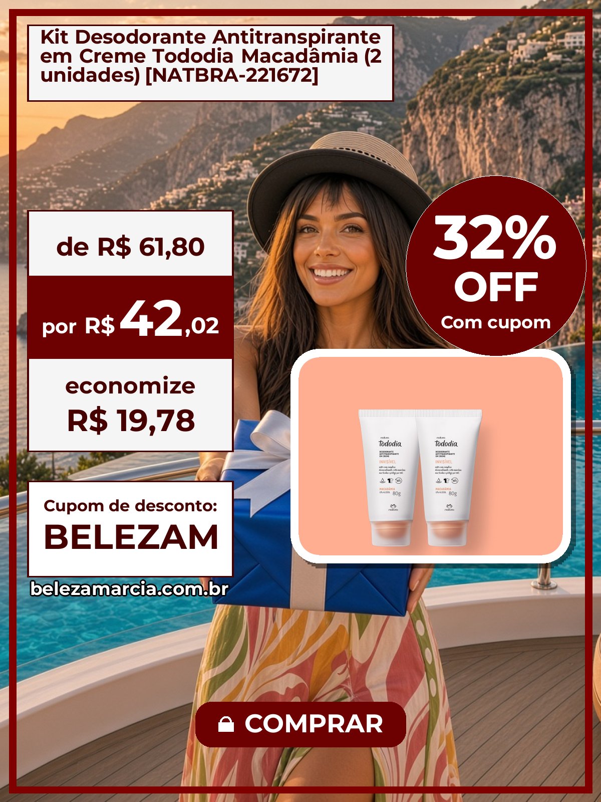 Kit Desodorante Antitranspirante em Creme Tododia Macadâmia (2 unidades) [NATBRA-221672]