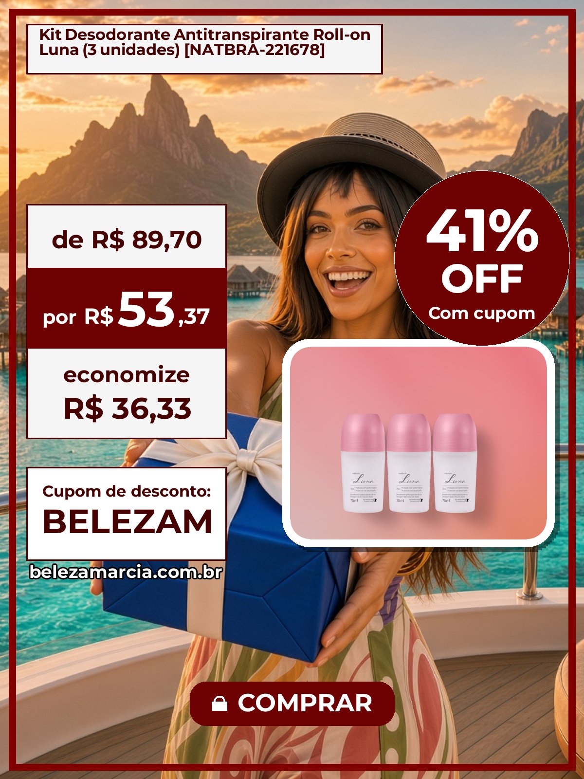 Kit Desodorante Antitranspirante Roll-on Luna (3 unidades) [NATBRA-221678]