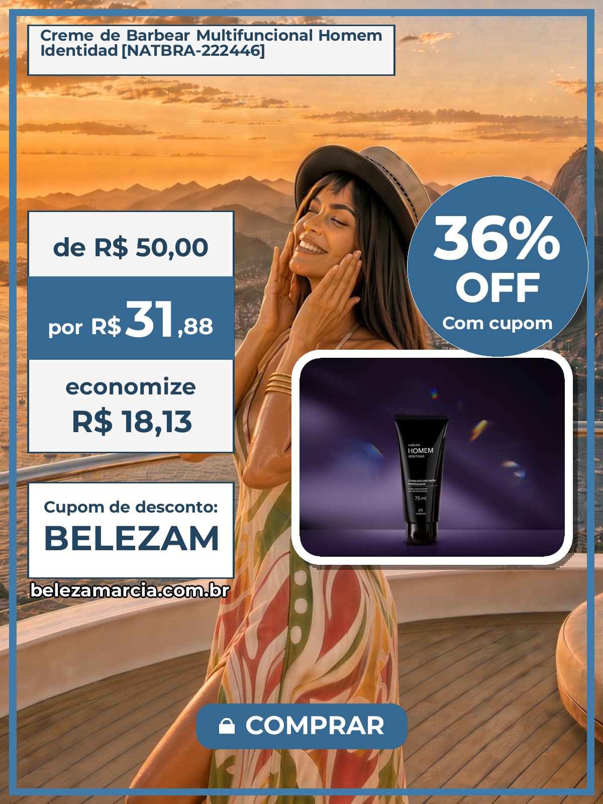 Creme de Barbear Multifuncional Homem Identidad [NATBRA-222446]