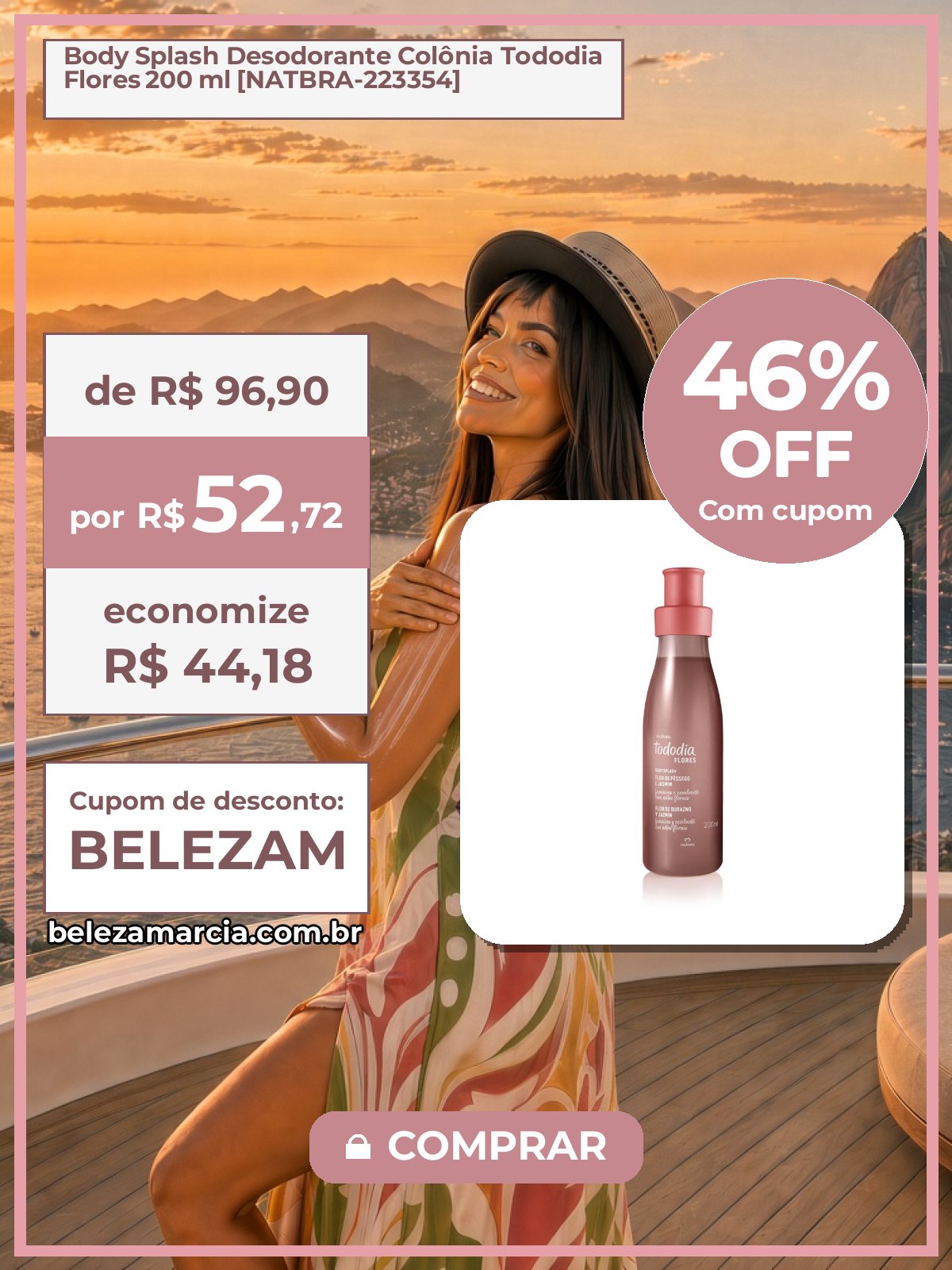 Body Splash Desodorante Colônia Tododia Flores 200 ml [NATBRA-223354]