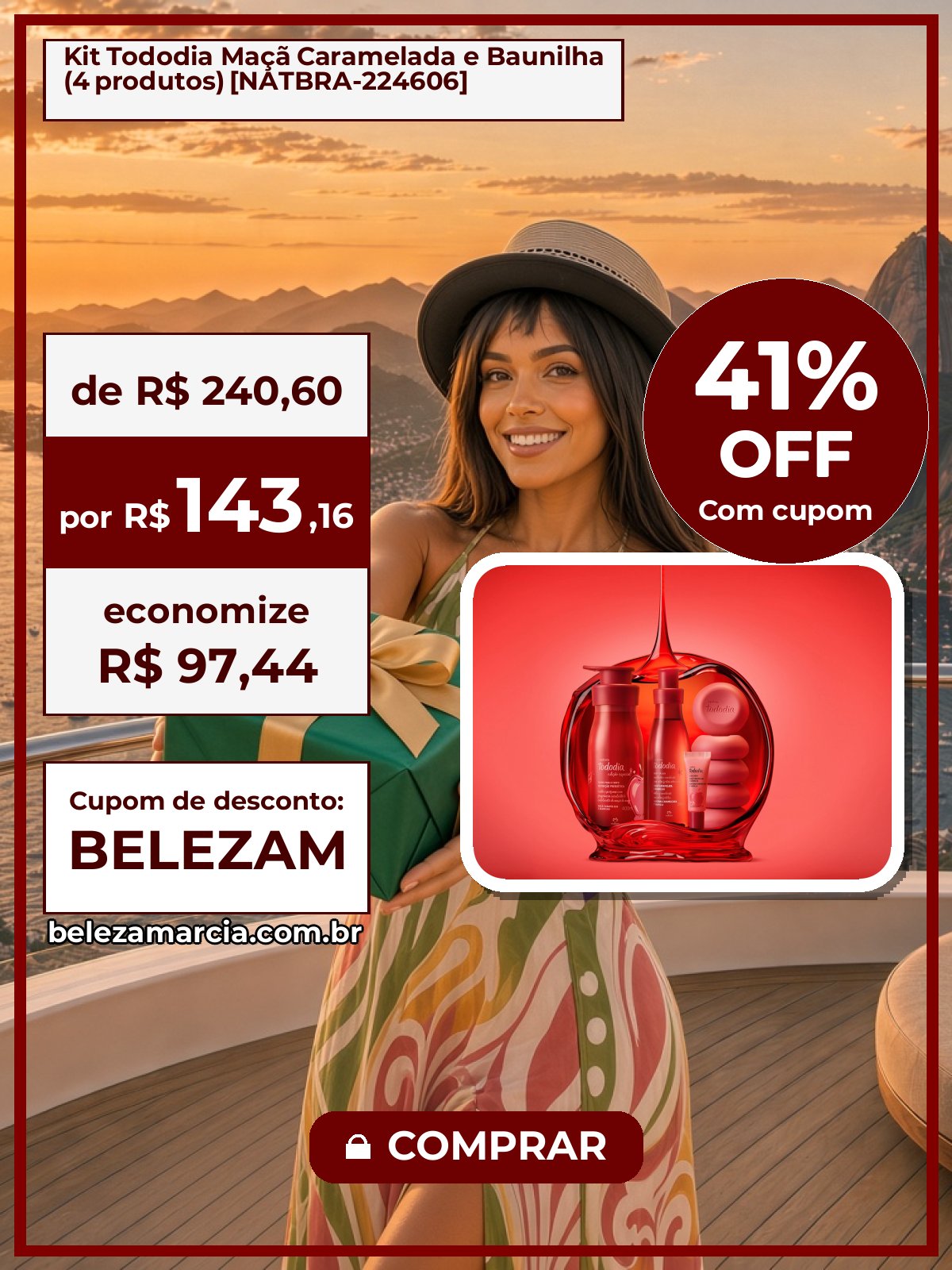 Kit Tododia Maçã Caramelada e Baunilha (4 produtos) [NATBRA-224606]