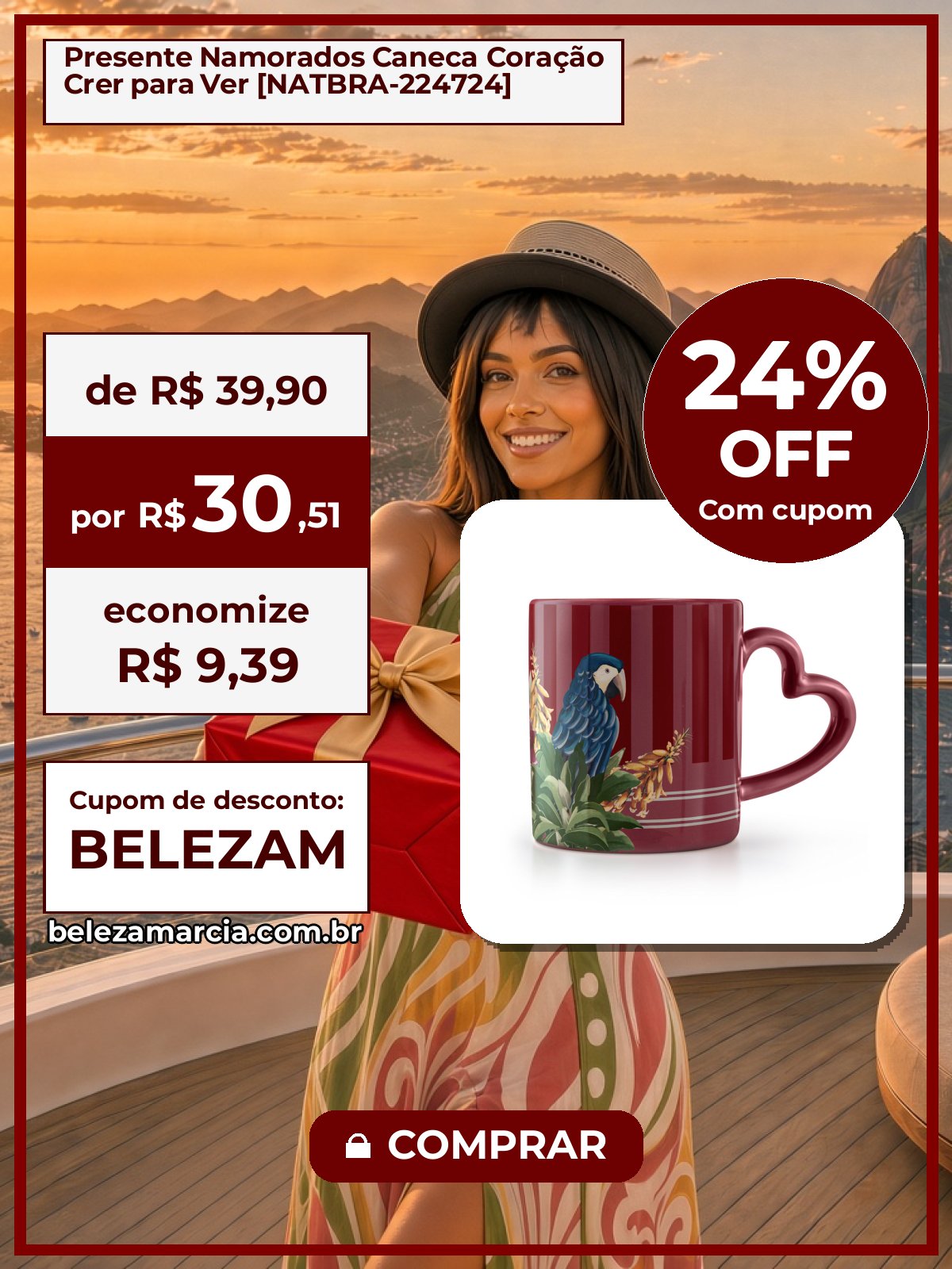 Presente Namorados Caneca Coração Crer para Ver [NATBRA-224724]