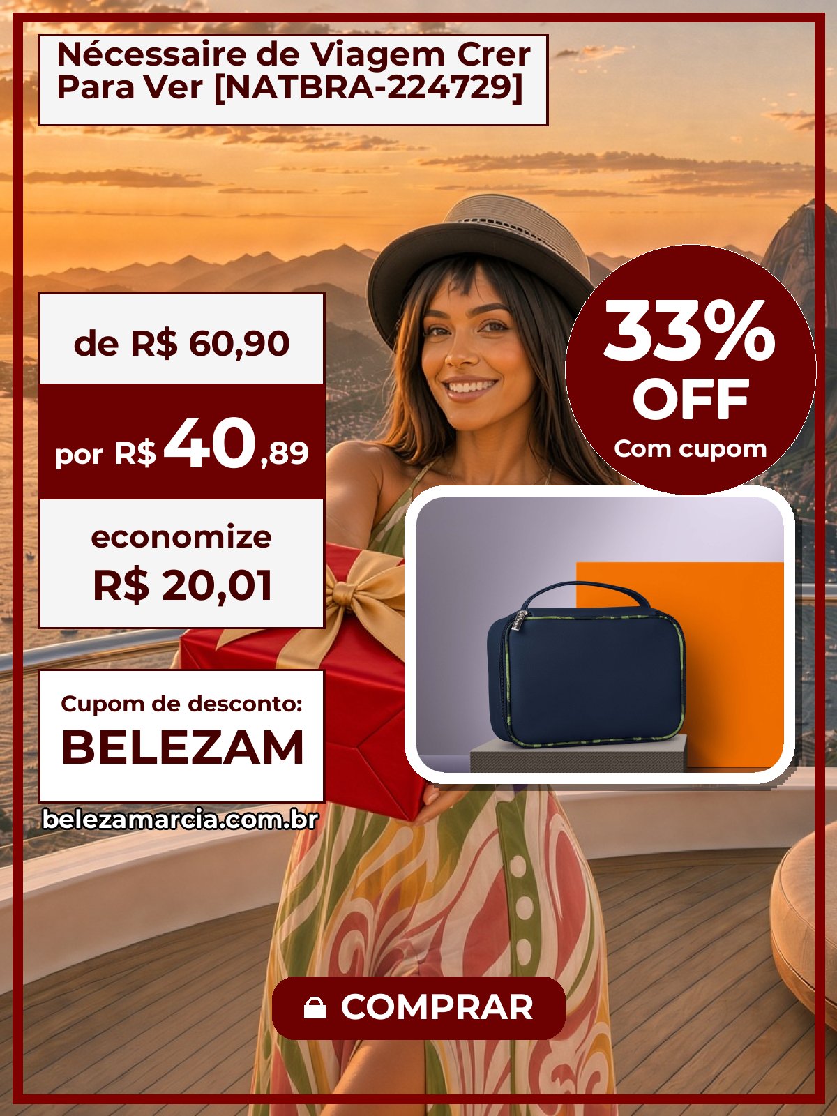 Nécessaire de Viagem Crer Para Ver [NATBRA-224729]