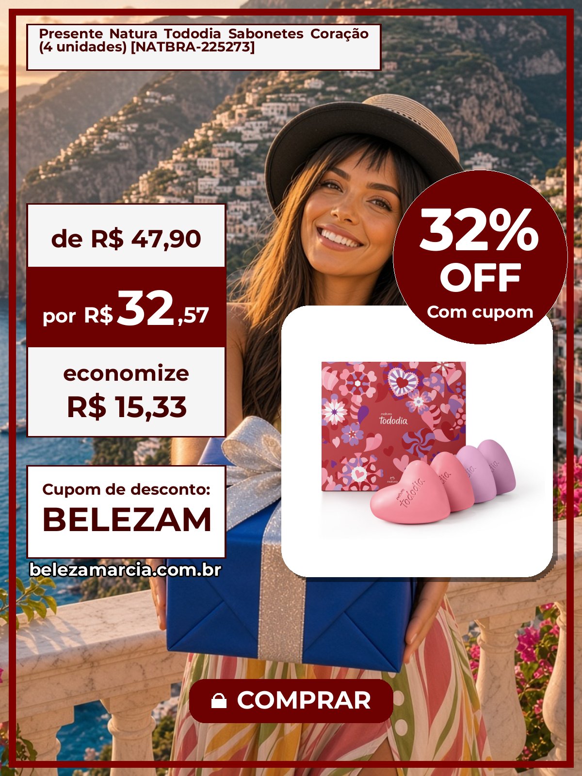 Presente Natura Tododia Sabonetes Coração (4 unidades) [NATBRA-225273]