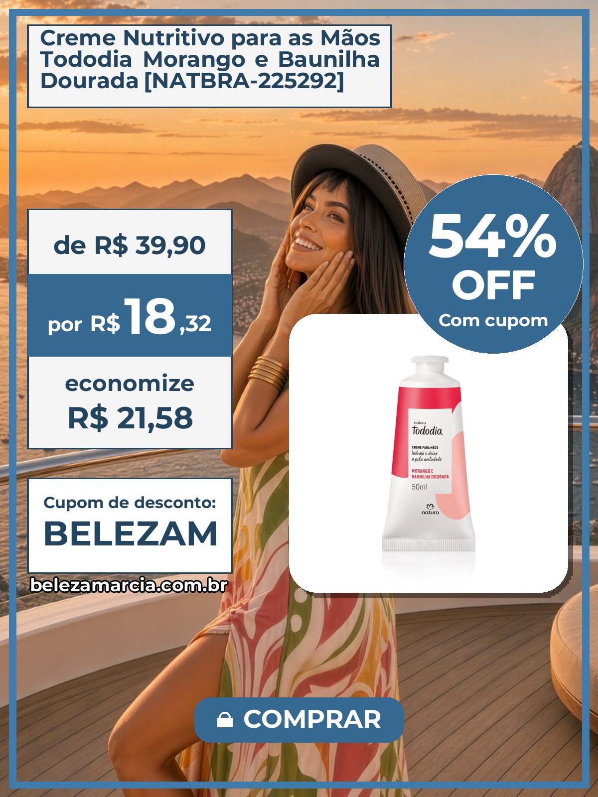 Creme Nutritivo para as Mãos Tododia Morango e Baunilha Dourada [NATBRA-225292]