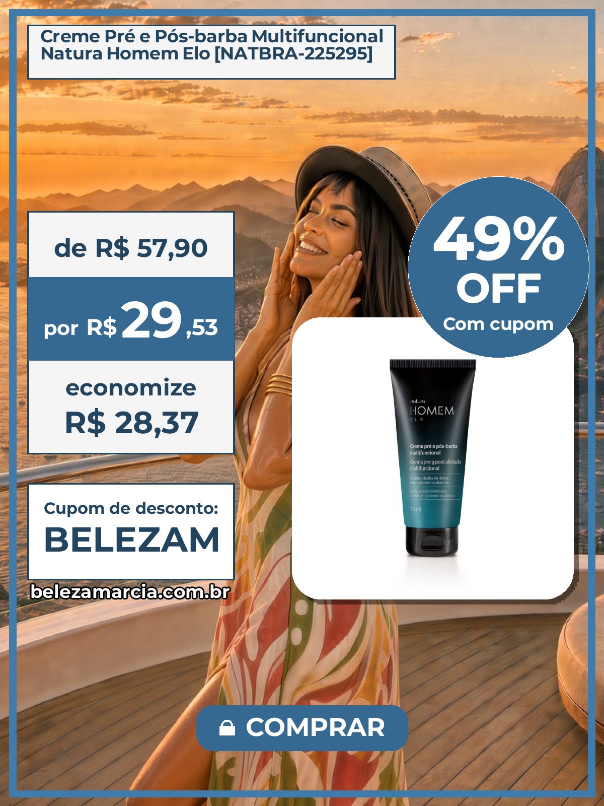 Creme Pré e Pós-barba Multifuncional Natura Homem Elo [NATBRA-225295]