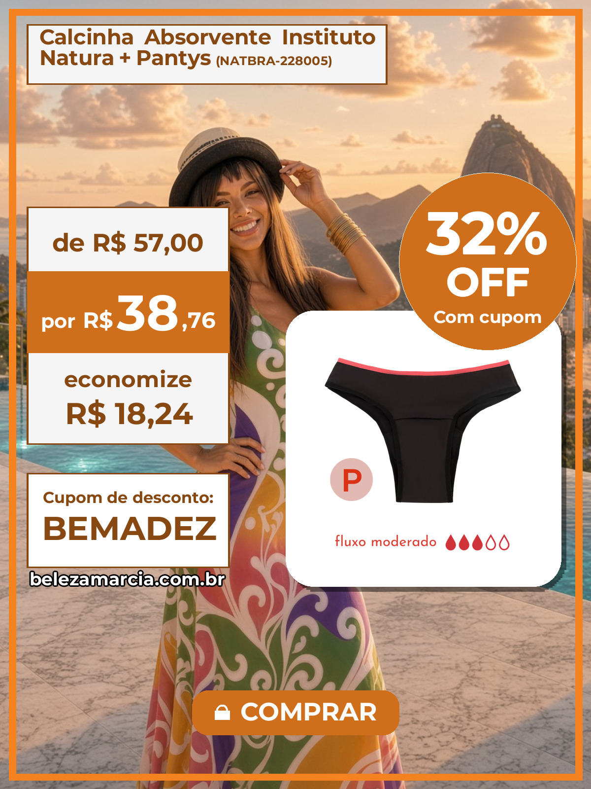 Calcinha Absorvente Instituto Natura + Pantys