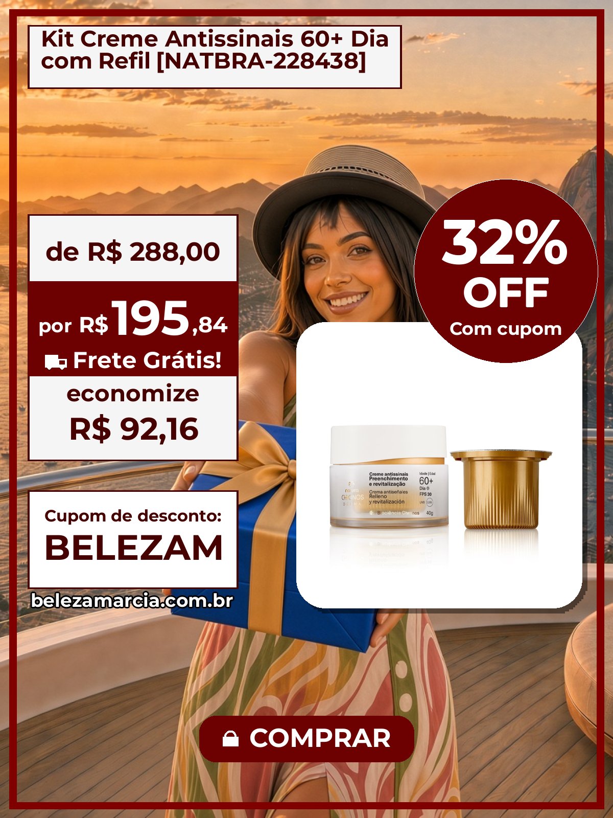Kit Creme Antissinais 60+ Dia com Refil [NATBRA-228438]