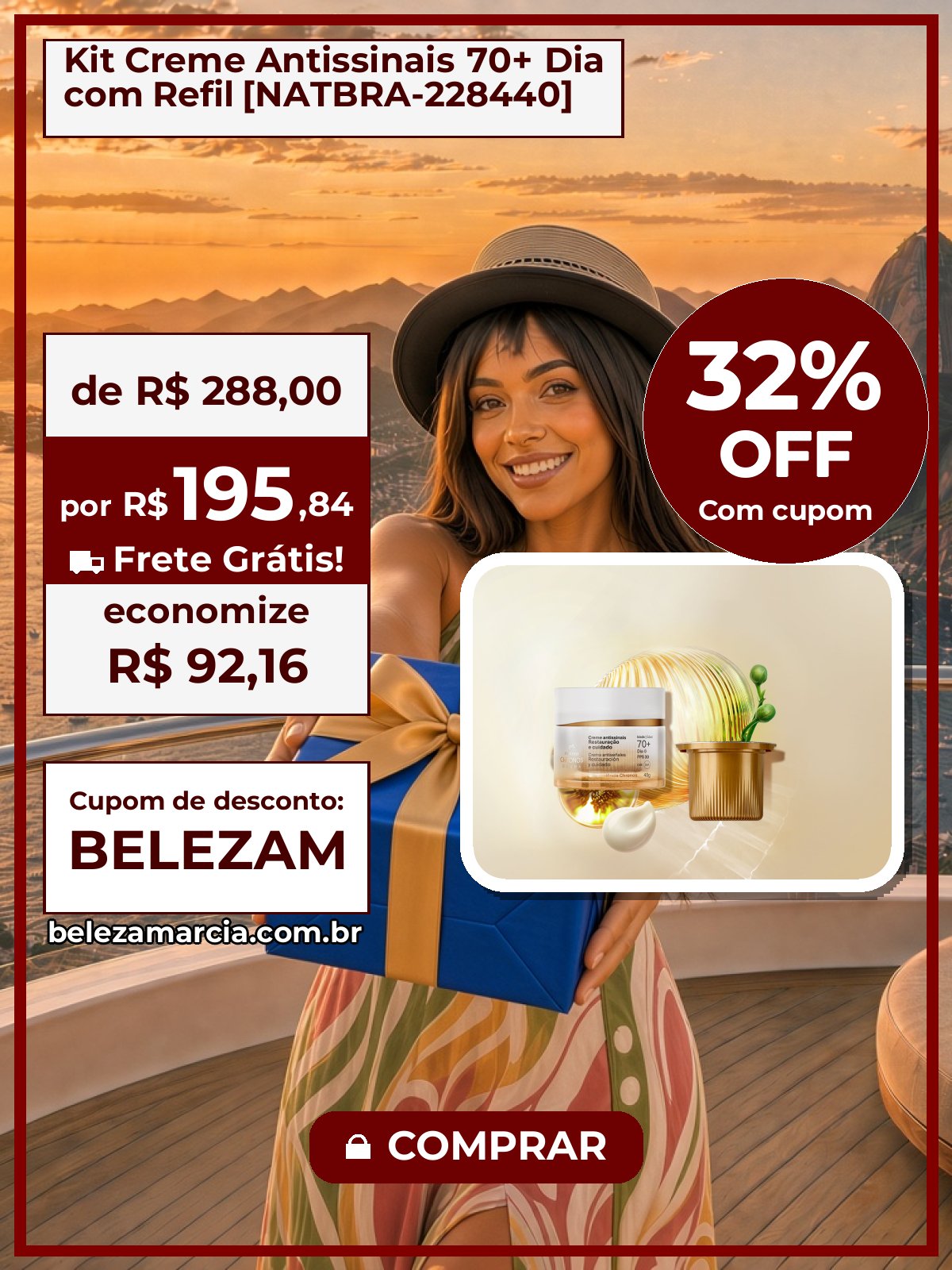 Kit Creme Antissinais 70+ Dia com Refil [NATBRA-228440]