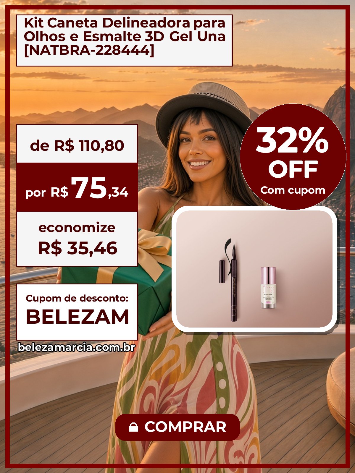 Kit Caneta Delineadora para Olhos e Esmalte 3D Gel Una [NATBRA-228444]