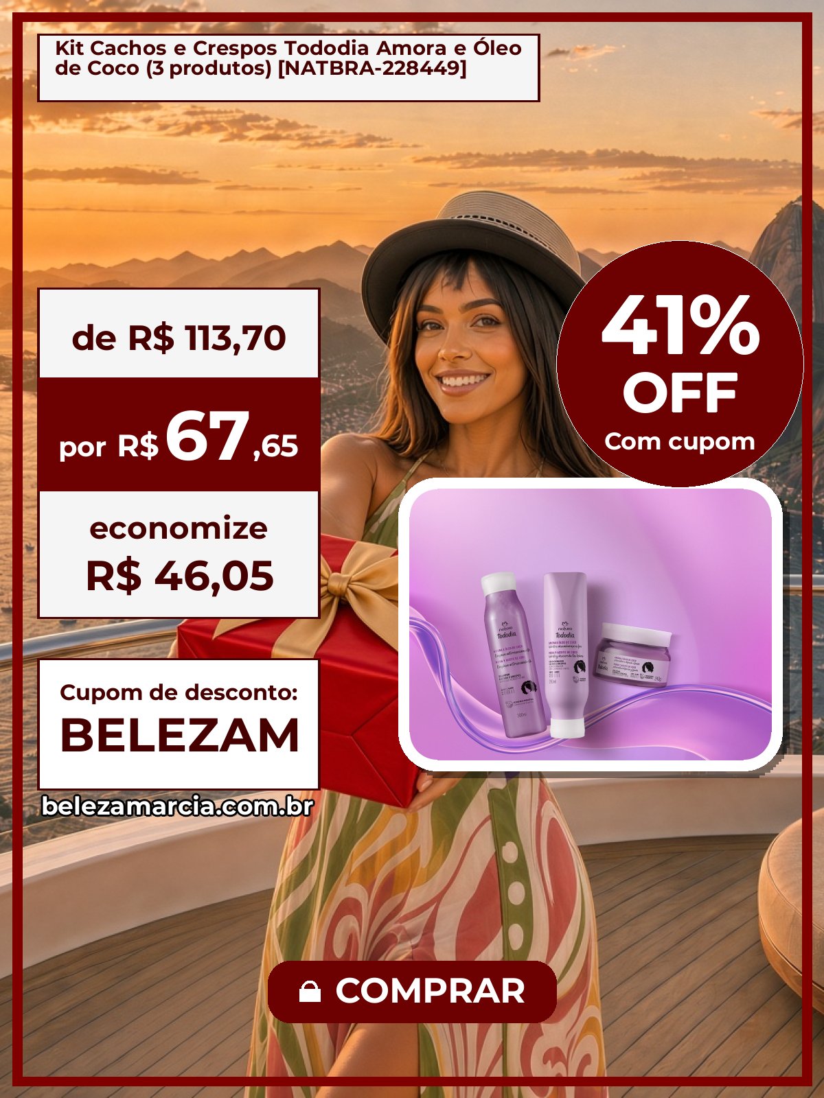 Kit Cachos e Crespos Tododia Amora e Óleo de Coco (3 produtos) [NATBRA-228449]