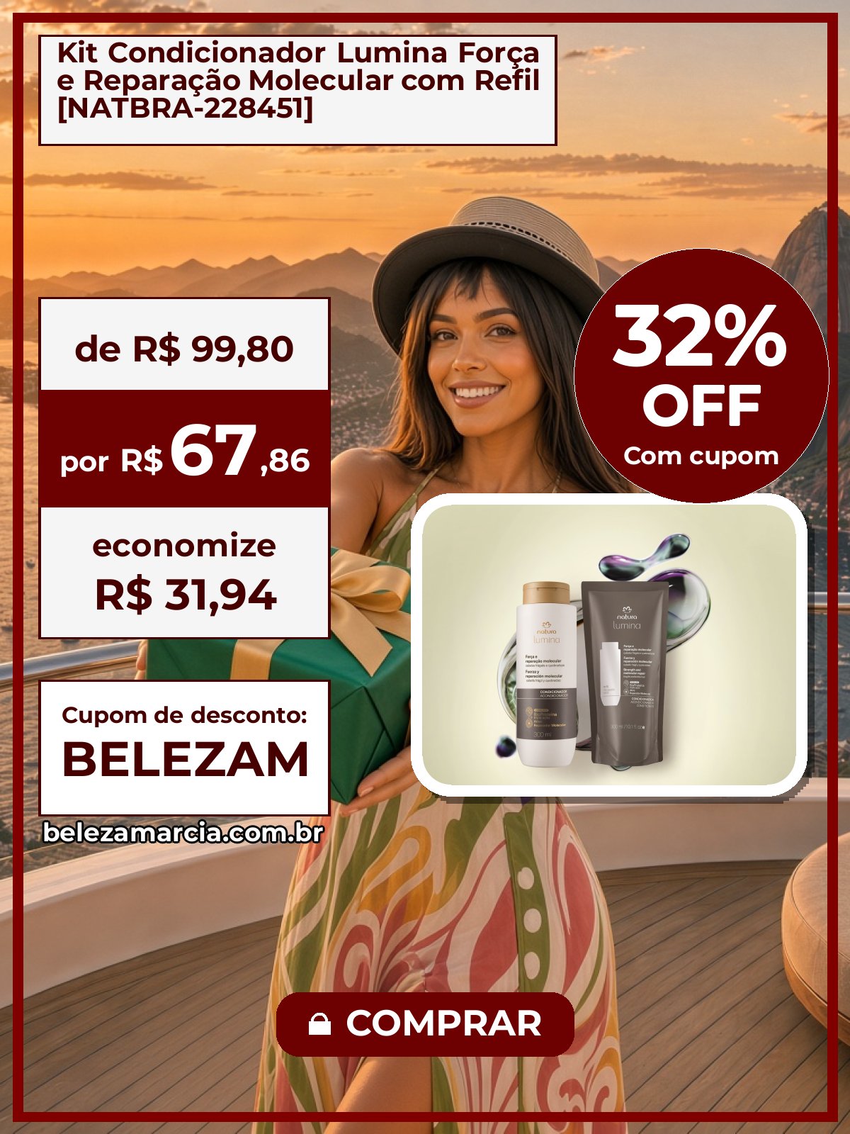 Kit Condicionador Lumina Força e Reparação Molecular com Refil [NATBRA-228451]