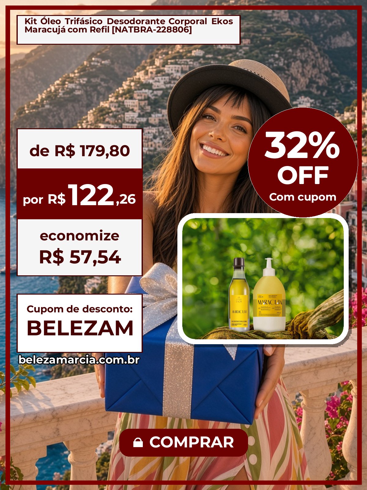 Kit Óleo Trifásico Desodorante Corporal Ekos Maracujá com Refil [NATBRA-228806]