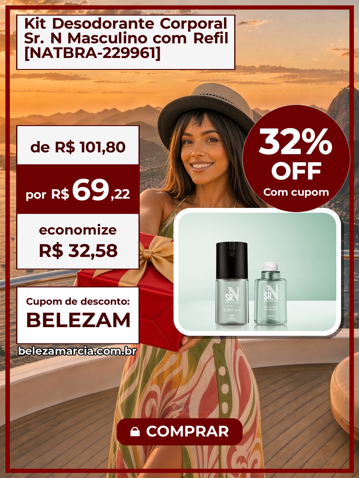 Kit Desodorante Corporal Sr. N Masculino com Refil [NATBRA-229961]