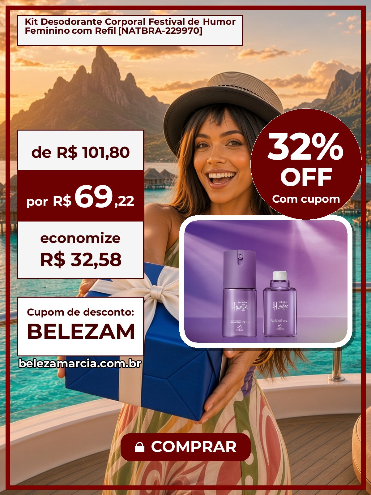 Kit Desodorante Corporal Festival de Humor Feminino com Refil [NATBRA-229970]