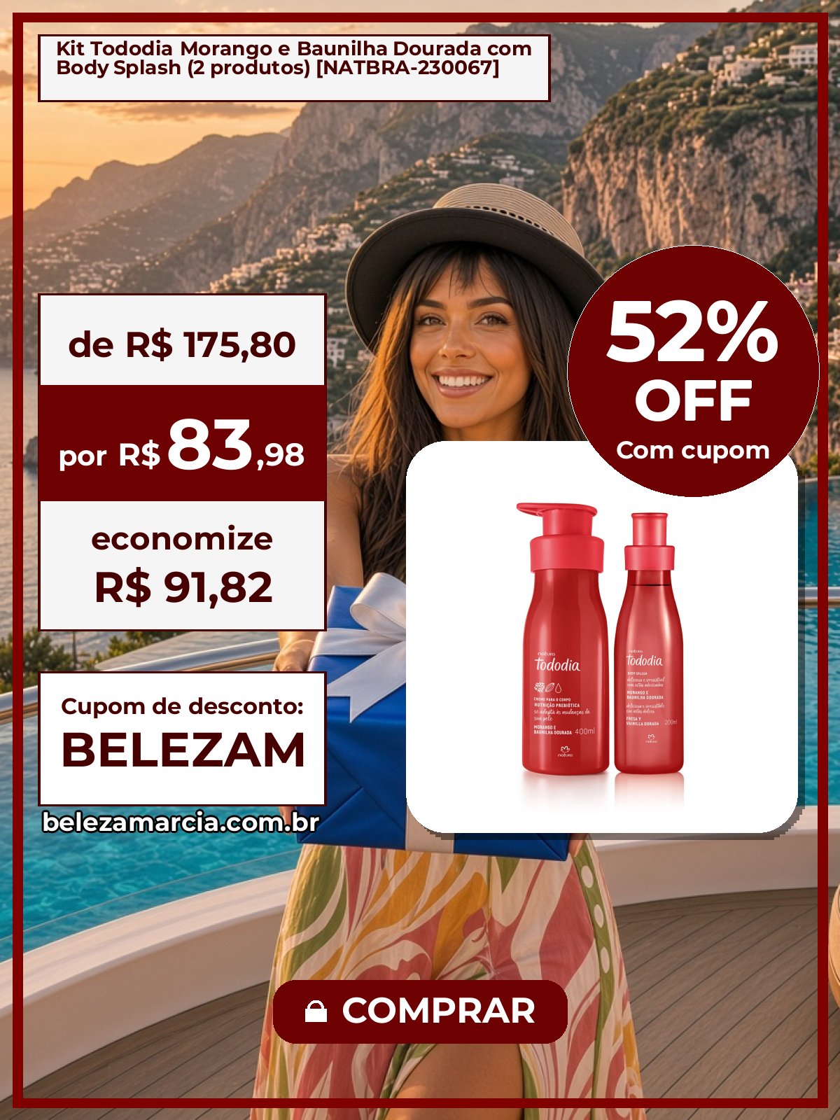 Kit Tododia Morango e Baunilha Dourada com Body Splash (2 produtos) [NATBRA-230067]