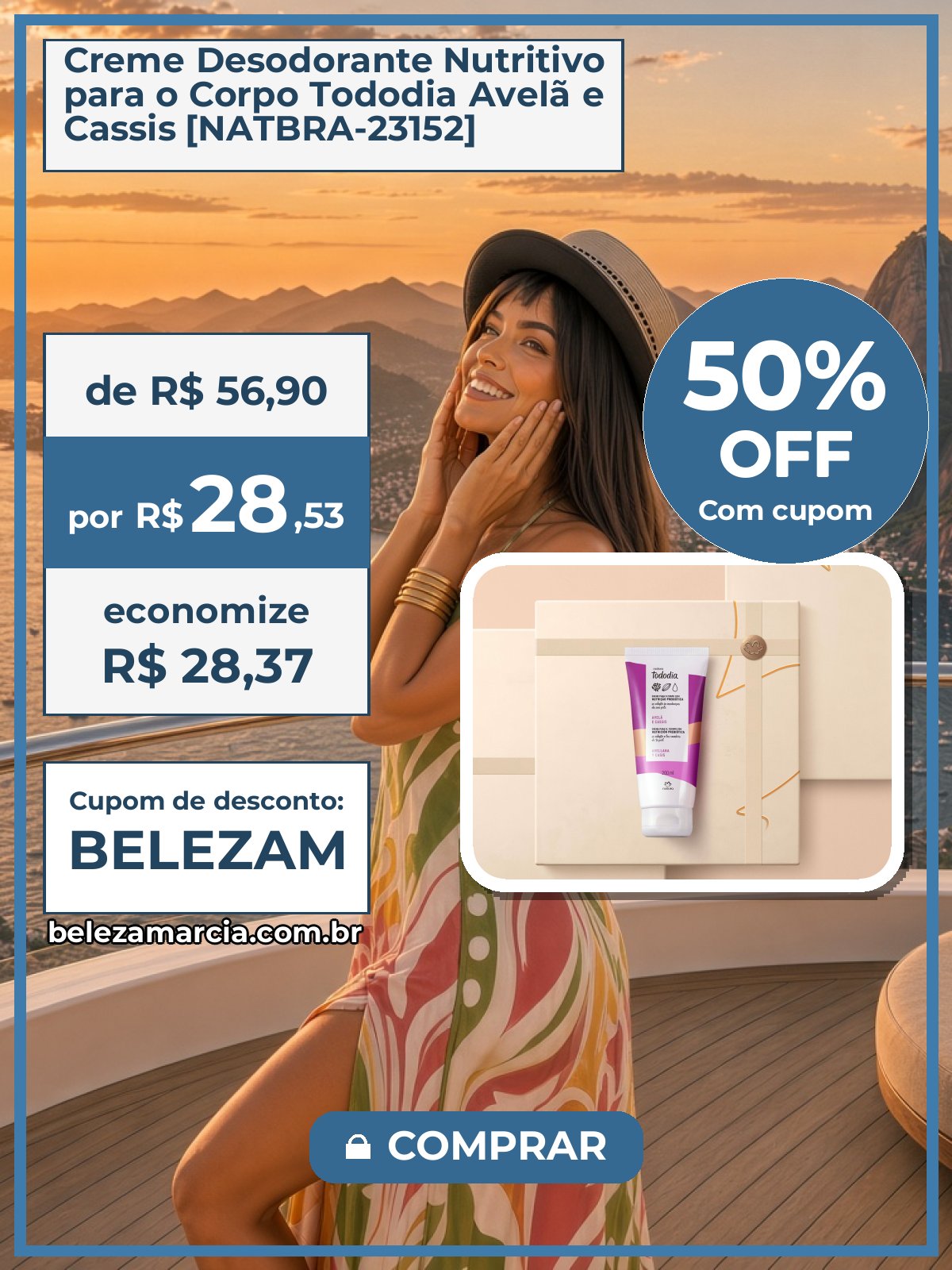 Creme Desodorante Nutritivo para o Corpo Tododia Avelã e Cassis [NATBRA-23152]