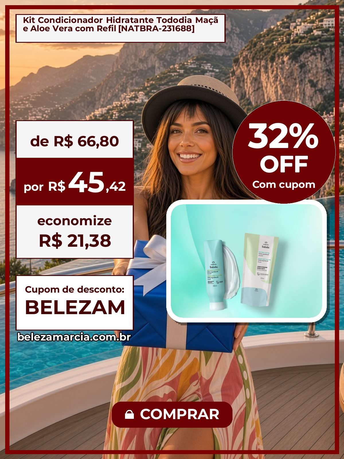 Kit Condicionador Hidratante Tododia Maçã e Aloe Vera com Refil [NATBRA-231688]