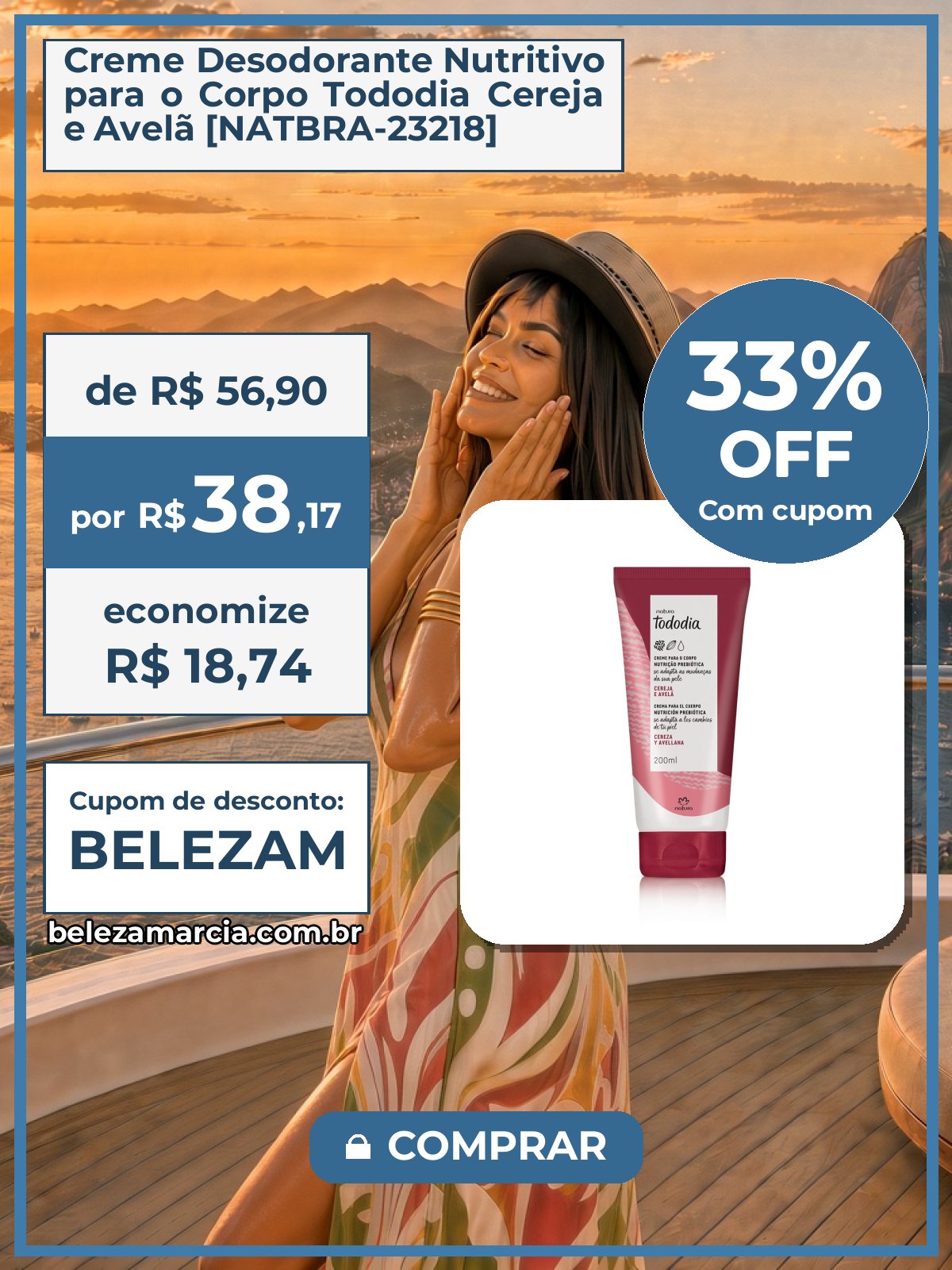 Creme Desodorante Nutritivo para o Corpo Tododia Cereja e Avelã [NATBRA-23218]