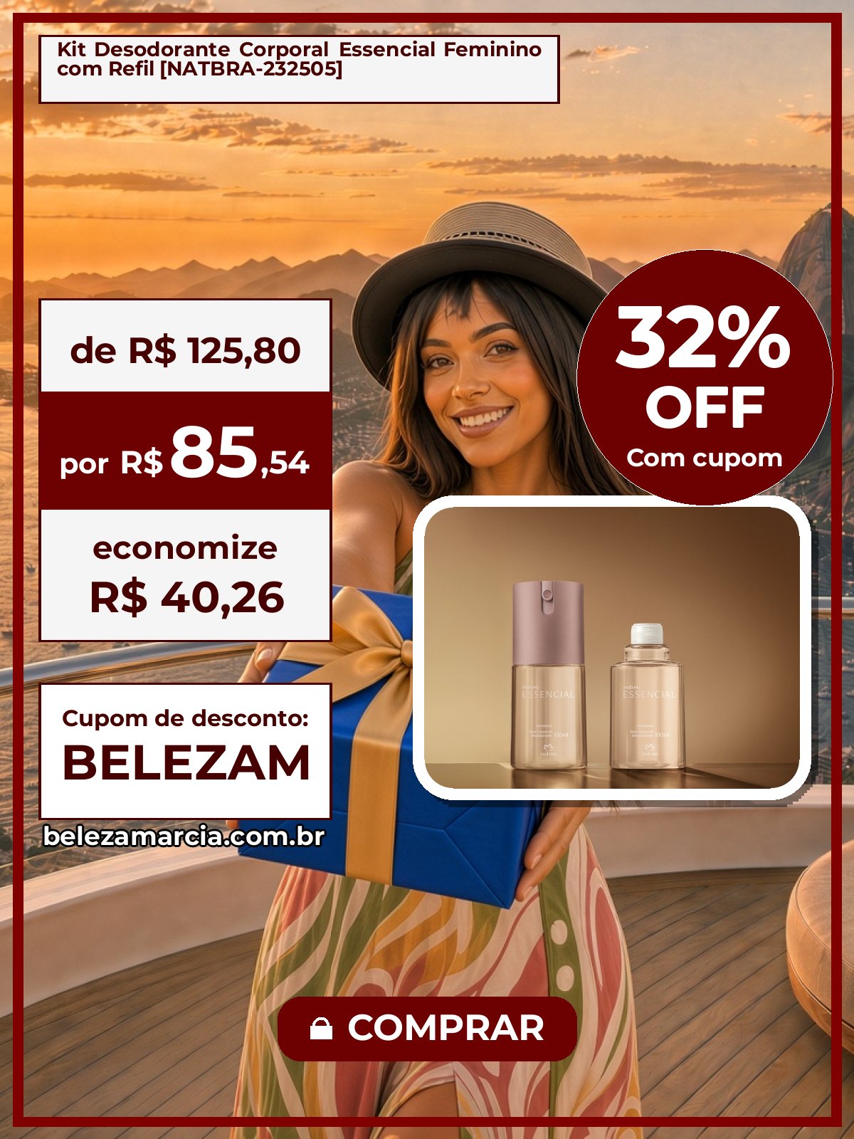 Kit Desodorante Corporal Essencial Feminino com Refil [NATBRA-232505]