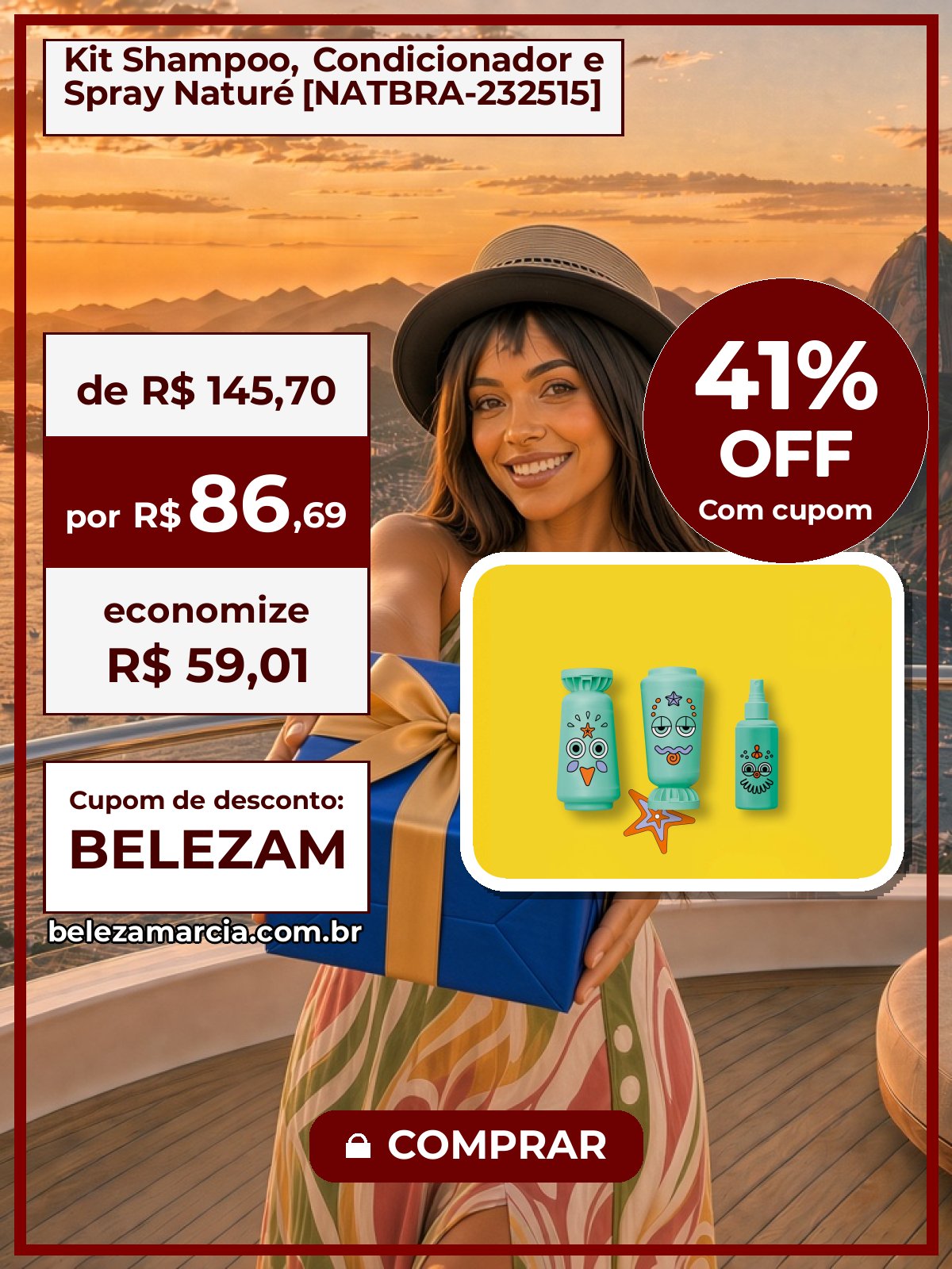 Kit Shampoo, Condicionador e Spray Naturé [NATBRA-232515]