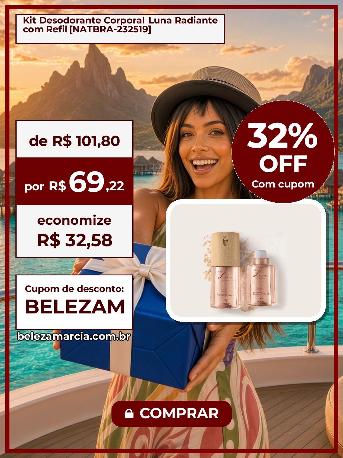 Kit Desodorante Corporal Luna Radiante com Refil [NATBRA-232519]