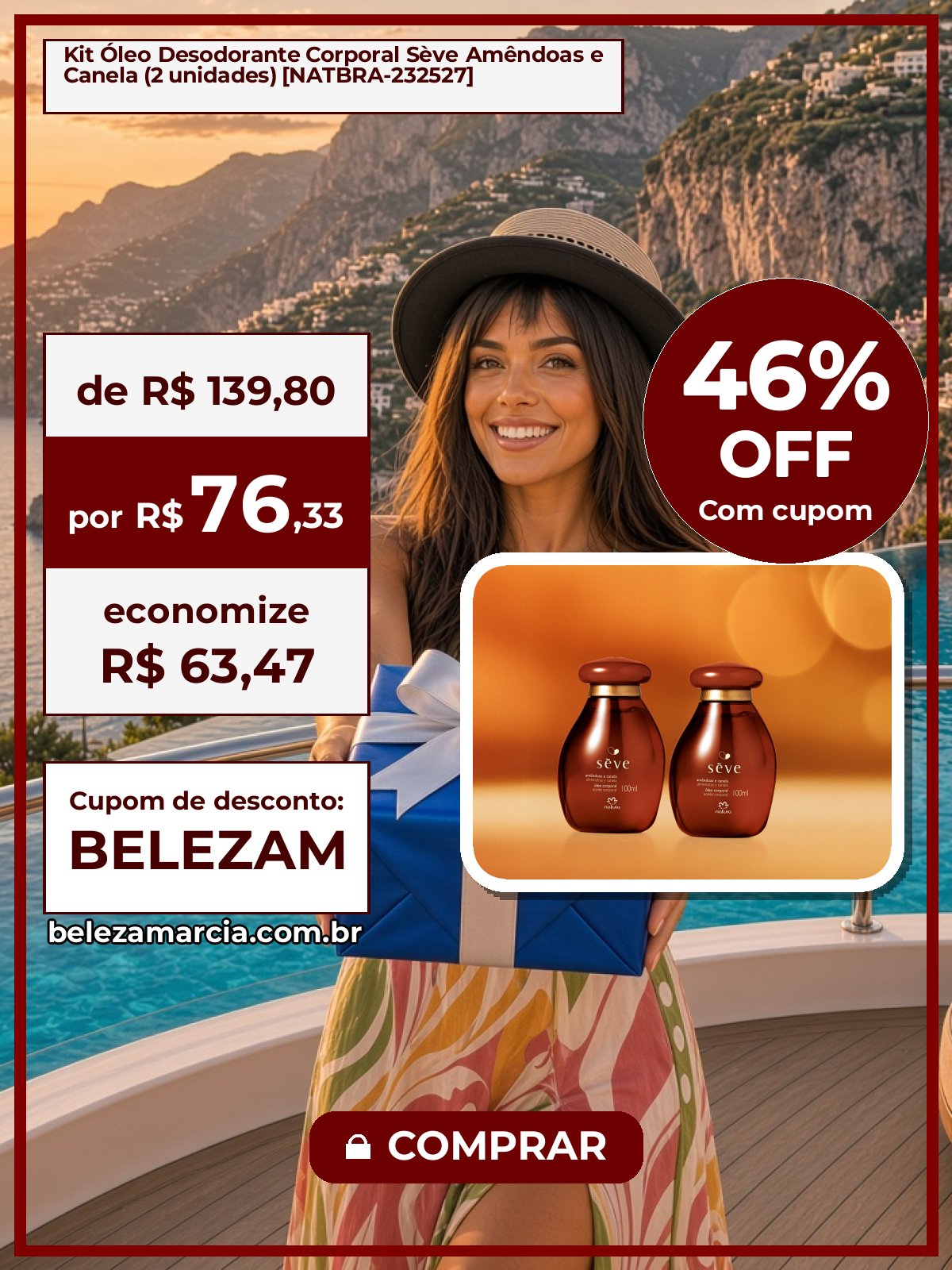 Kit Óleo Desodorante Corporal Sève Amêndoas e Canela (2 unidades) [NATBRA-232527]
