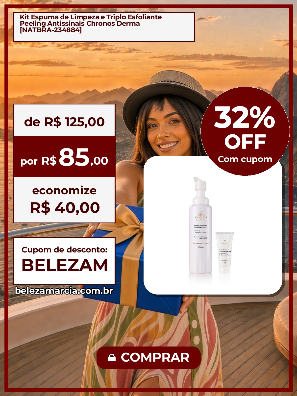 Kit Espuma de Limpeza e Triplo Esfoliante Peeling Antissinais Chronos Derma [NATBRA-234884]