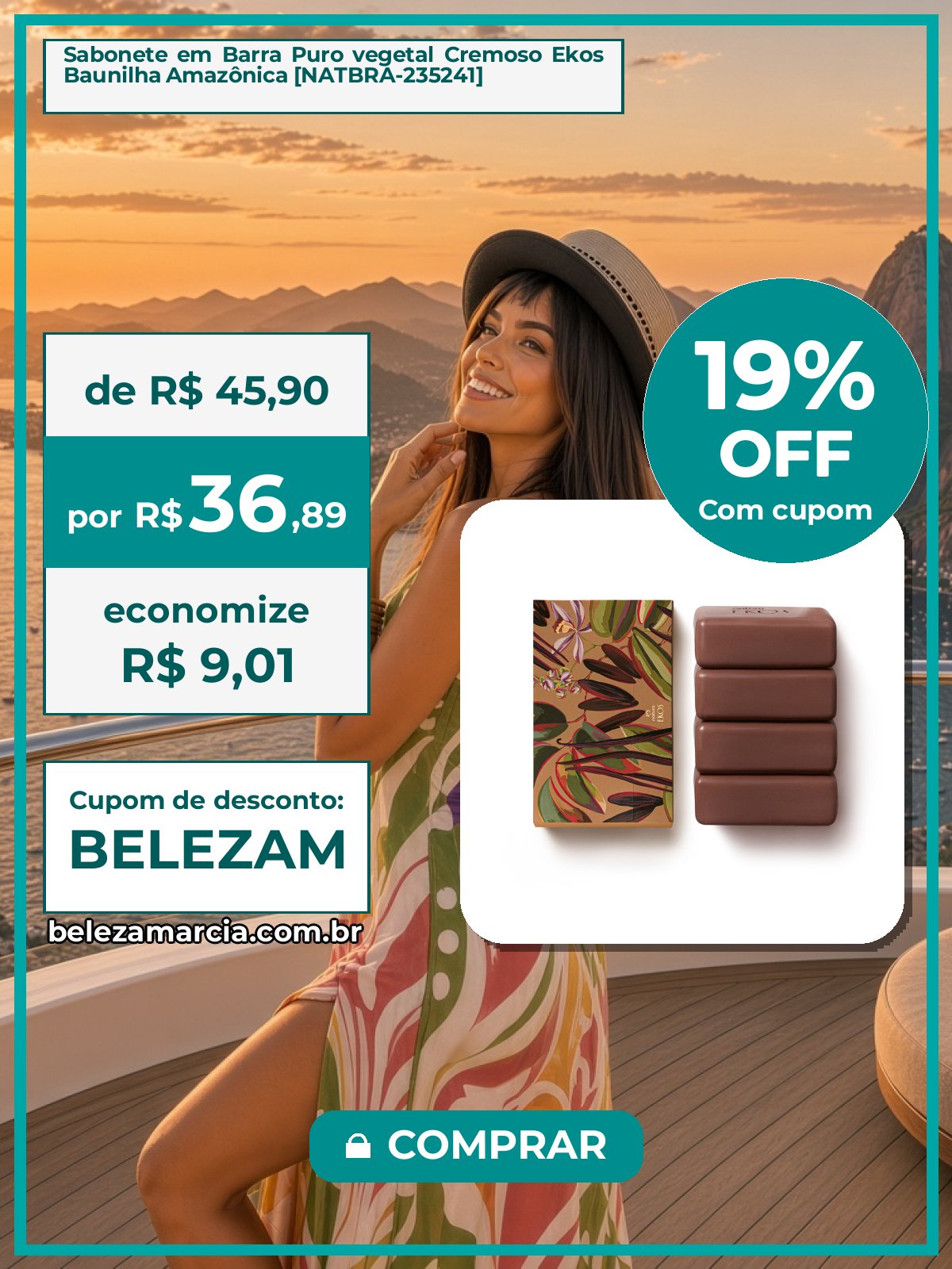Sabonete em Barra Puro vegetal Cremoso Ekos Baunilha Amazônica [NATBRA-235241]