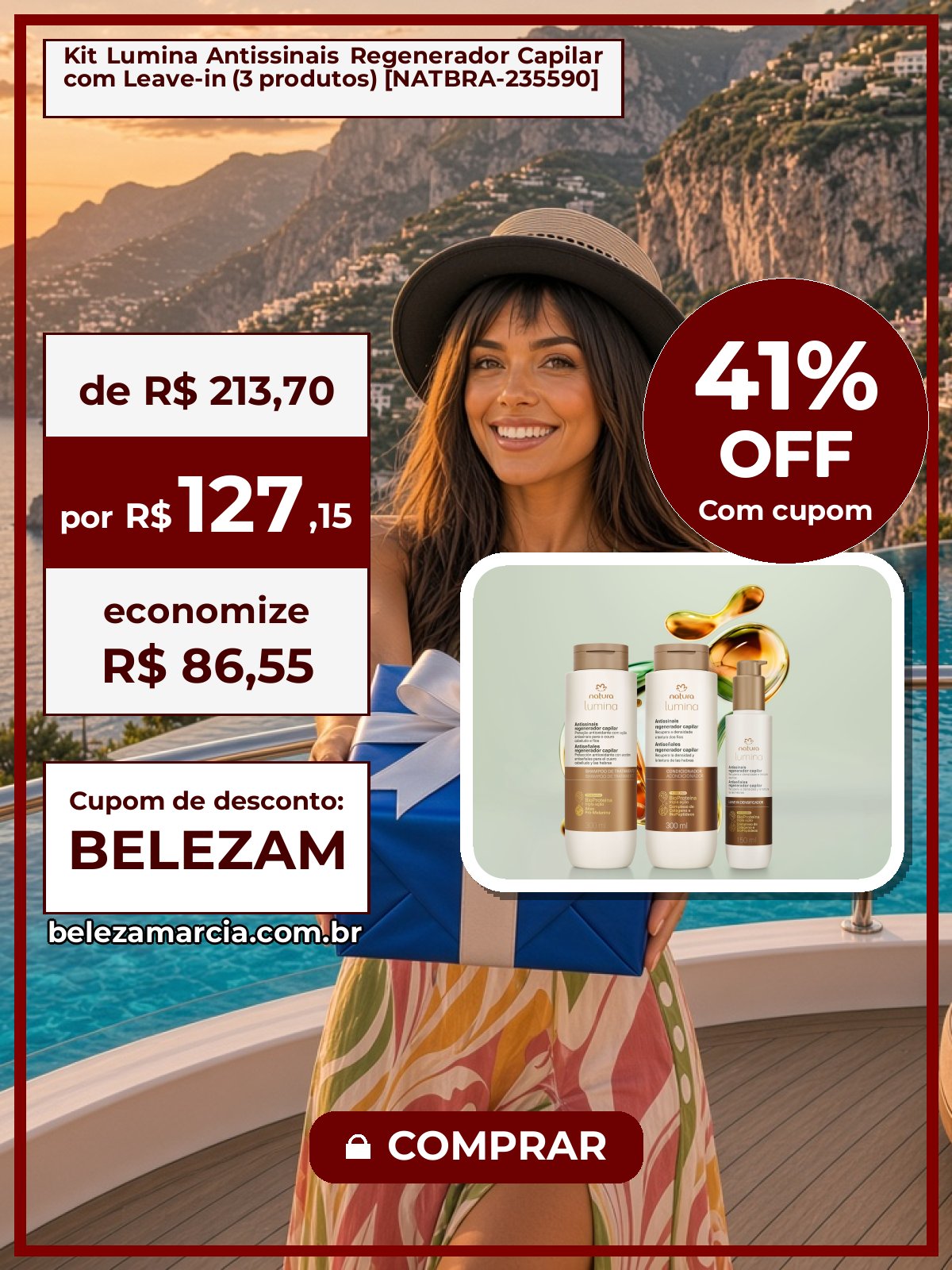 Kit Lumina Antissinais Regenerador Capilar com Leave-in (3 produtos) [NATBRA-235590]