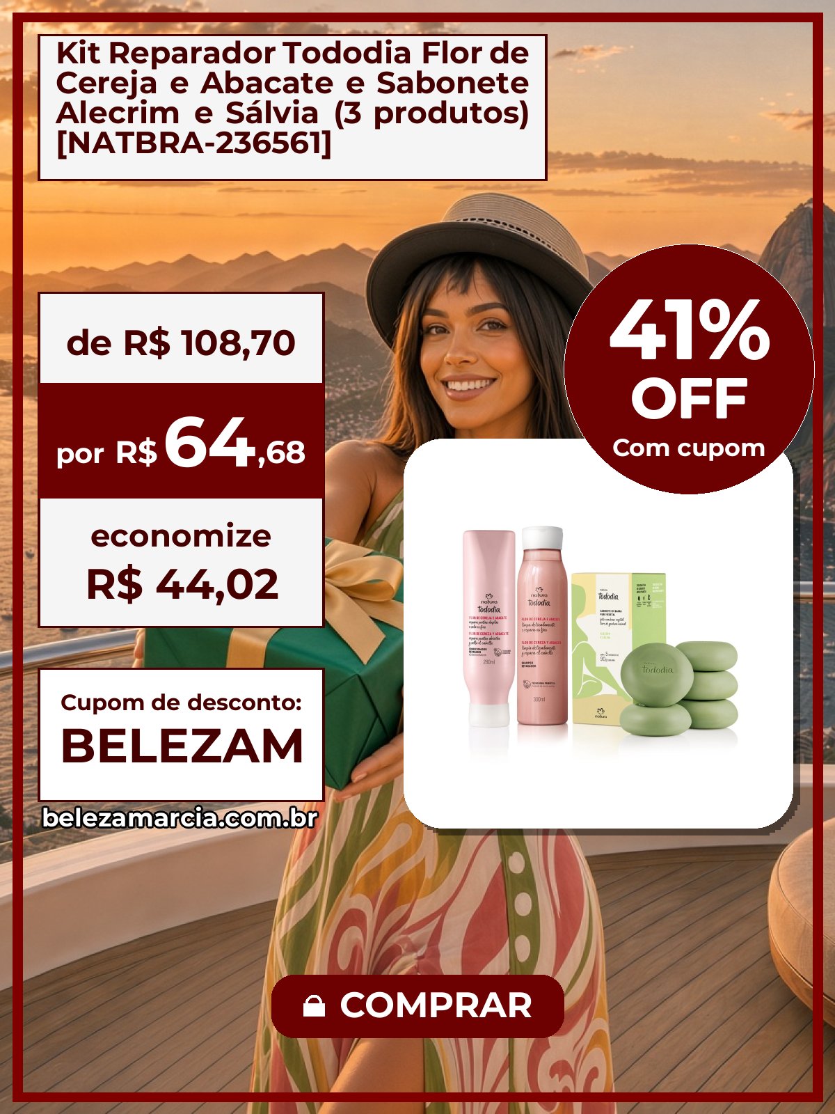 Kit Reparador Tododia Flor de Cereja e Abacate e Sabonete Alecrim e Sálvia (3 produtos) [NATBRA-236561]