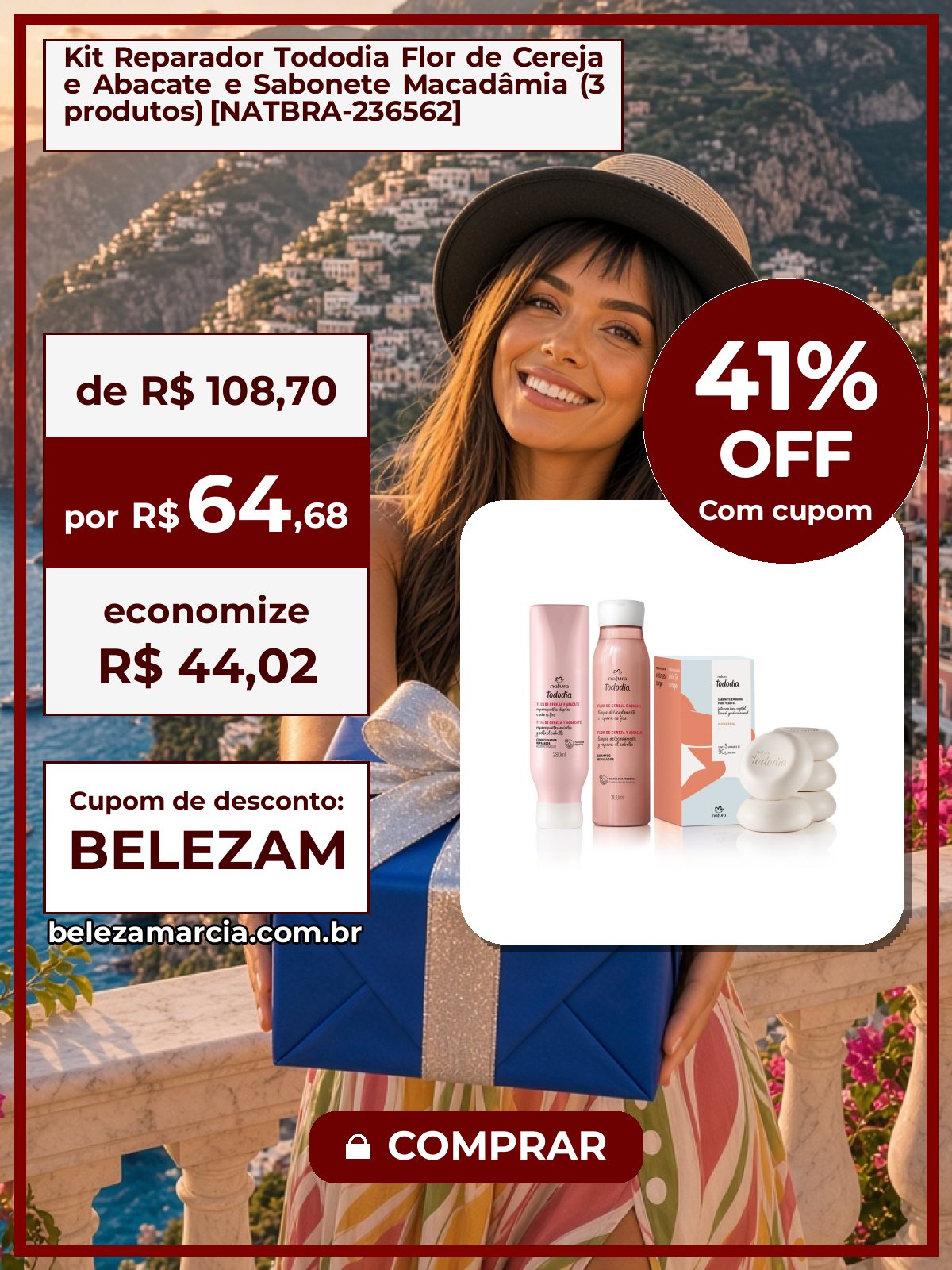 Kit Reparador Tododia Flor de Cereja e Abacate e Sabonete Macadâmia (3 produtos) [NATBRA-236562]