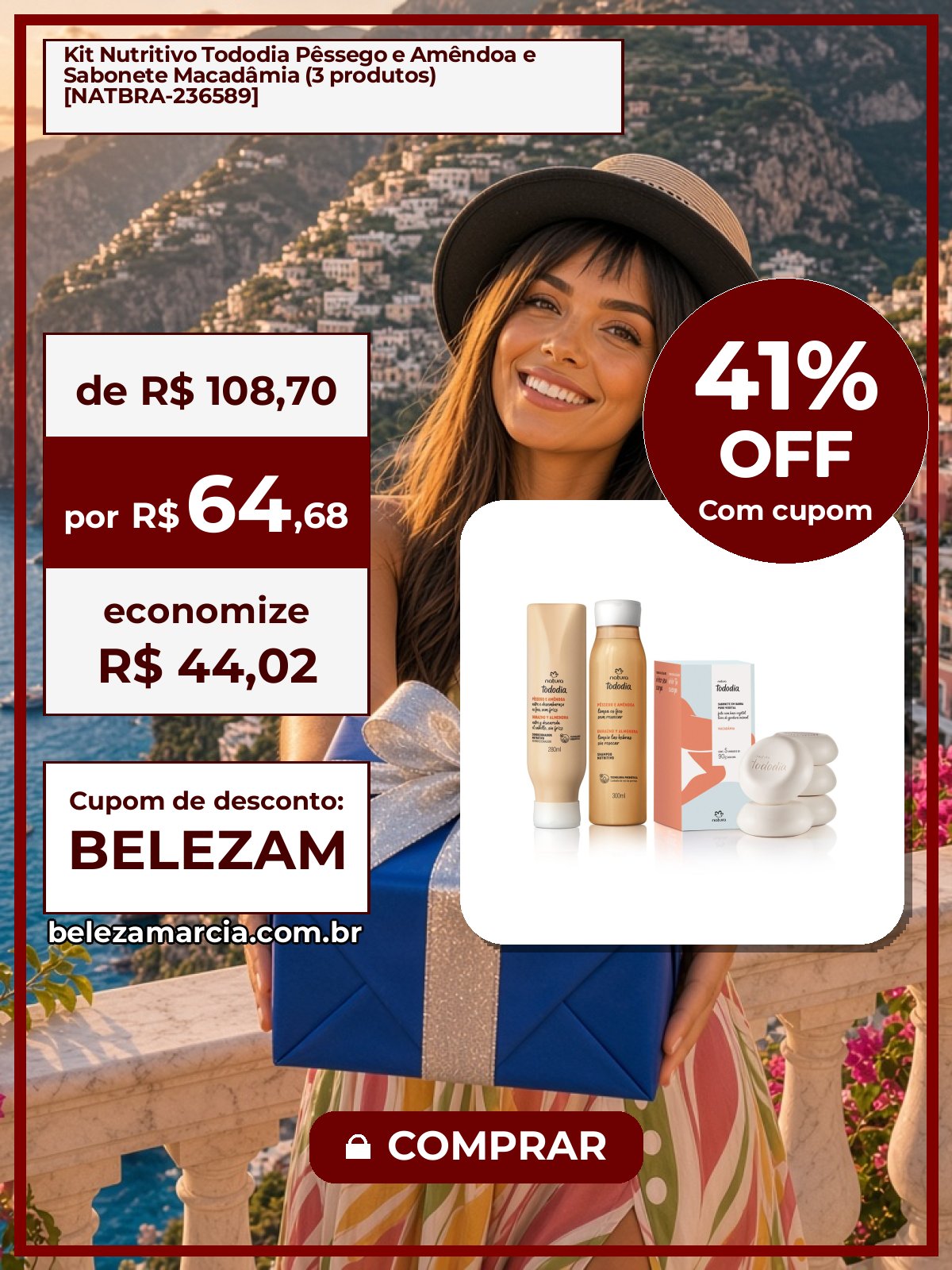 Kit Nutritivo Tododia Pêssego e Amêndoa e Sabonete Macadâmia (3 produtos) [NATBRA-236589]