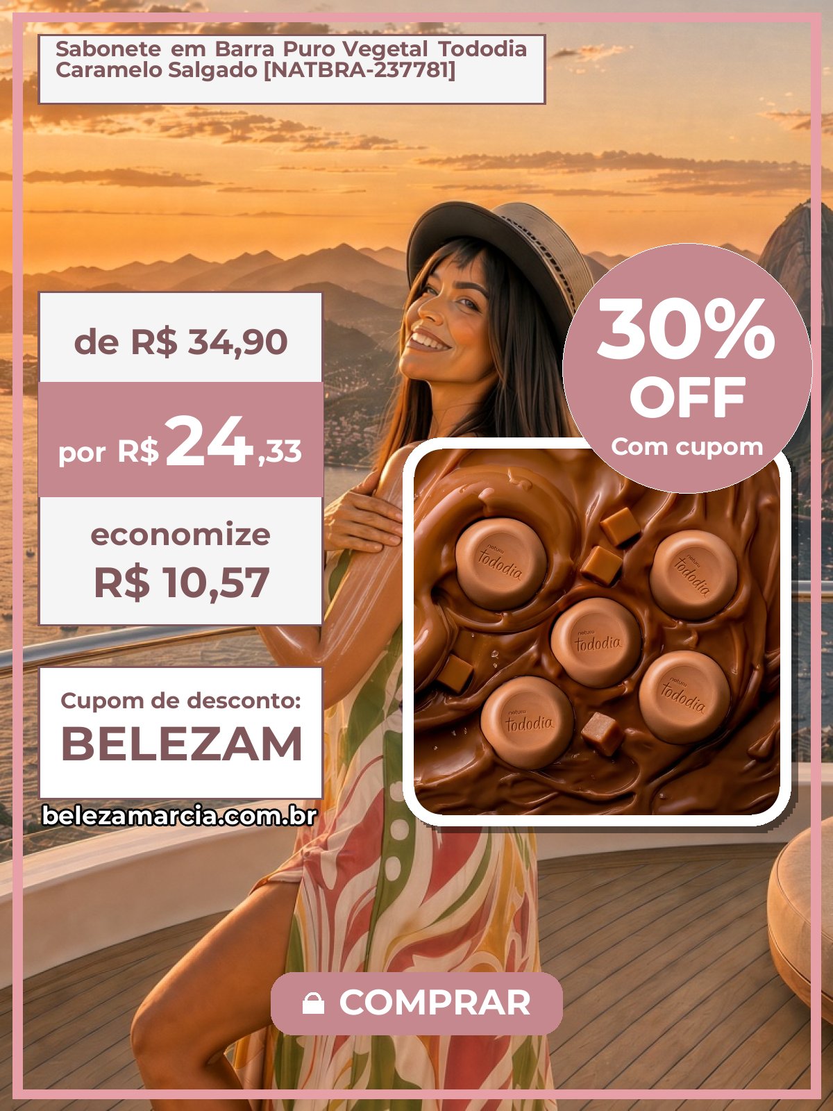 Sabonete em Barra Puro Vegetal Tododia Caramelo Salgado [NATBRA-237781]