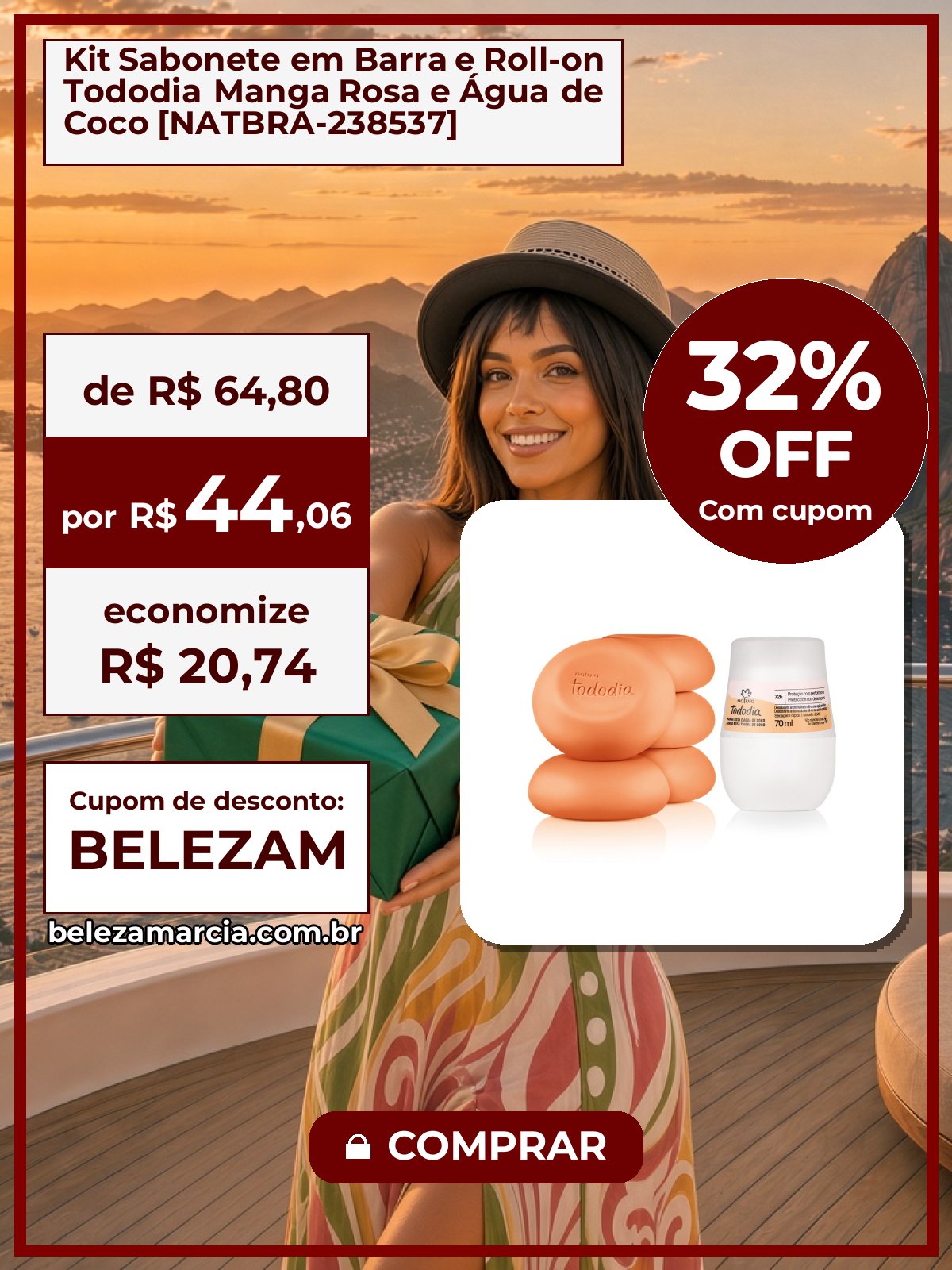 Kit Sabonete em Barra e Roll-on Tododia Manga Rosa e Água de Coco [NATBRA-238537]