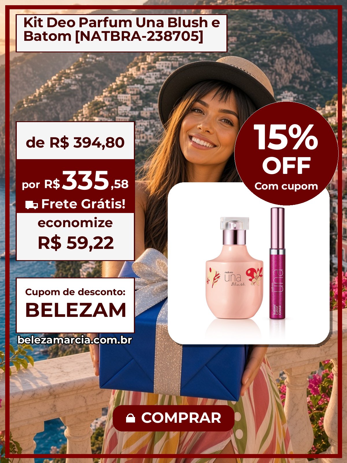Kit Deo Parfum Una Blush e Batom [NATBRA-238705]