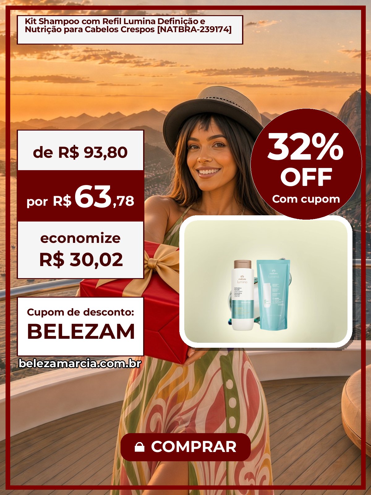 Kit Shampoo com Refil Lumina Definição e Nutrição para Cabelos Crespos [NATBRA-239174]