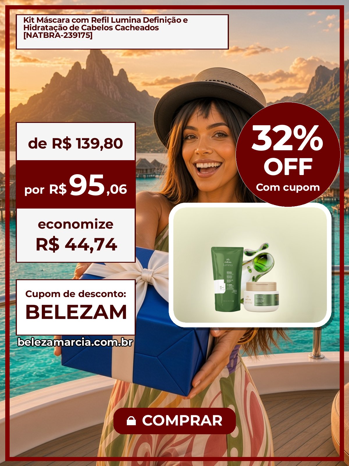 Kit Máscara com Refil Lumina Definição e Hidratação de Cabelos Cacheados [NATBRA-239175]