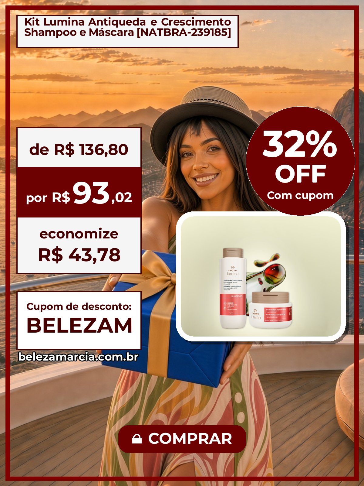 Kit Lumina Antiqueda e Crescimento Shampoo e Máscara [NATBRA-239185]