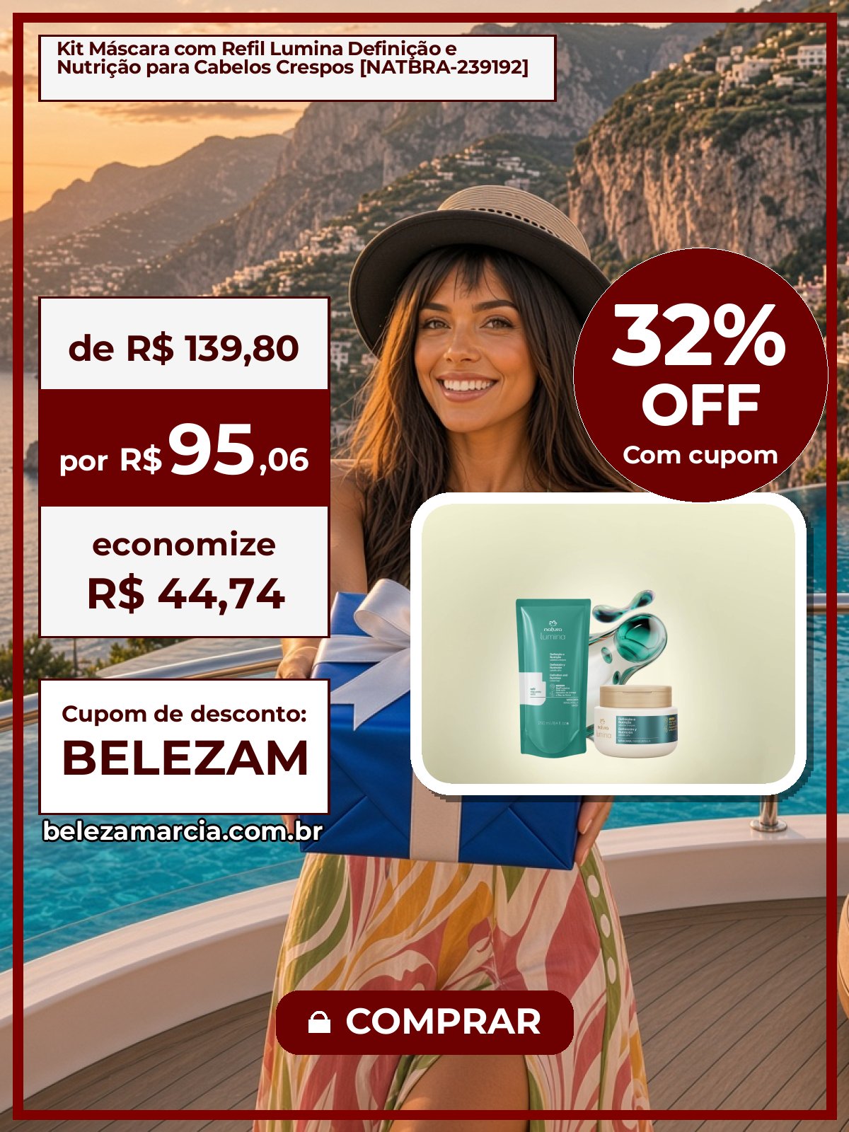 Kit Máscara com Refil Lumina Definição e Nutrição para Cabelos Crespos [NATBRA-239192]