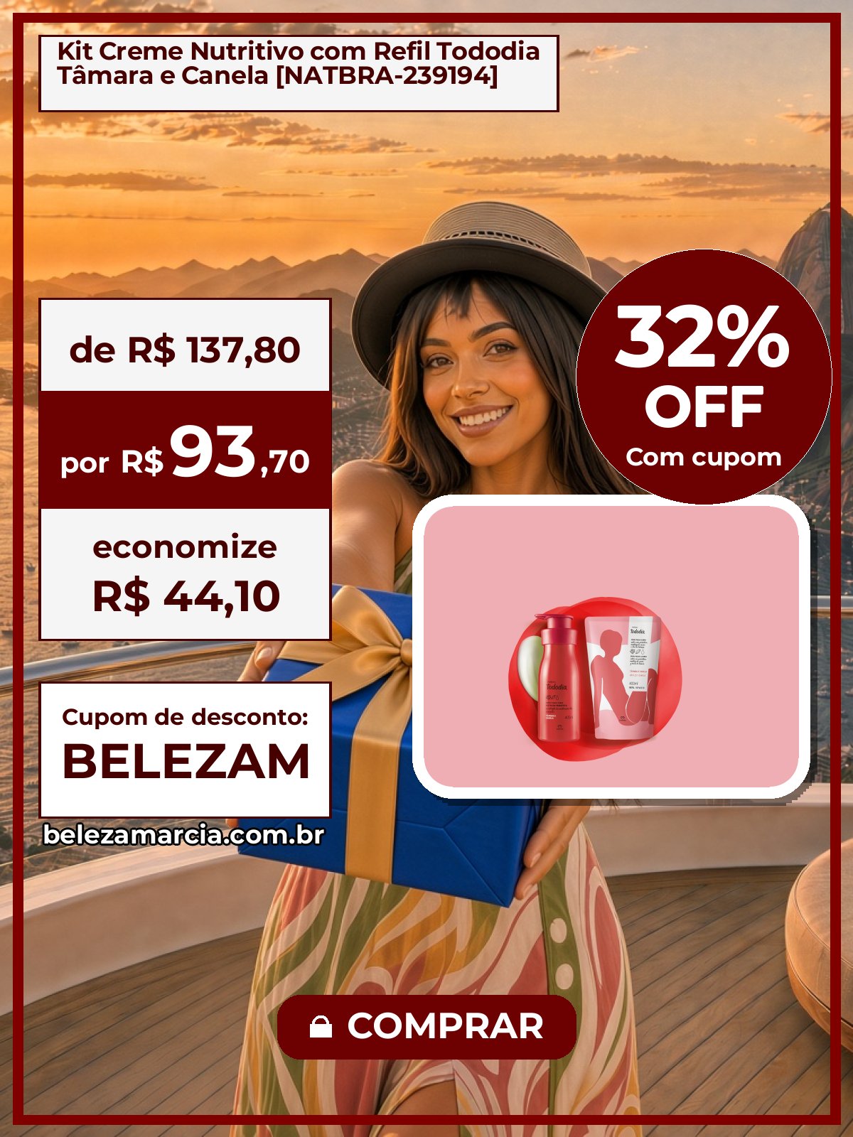 Kit Creme Nutritivo com Refil Tododia Tâmara e Canela [NATBRA-239194]