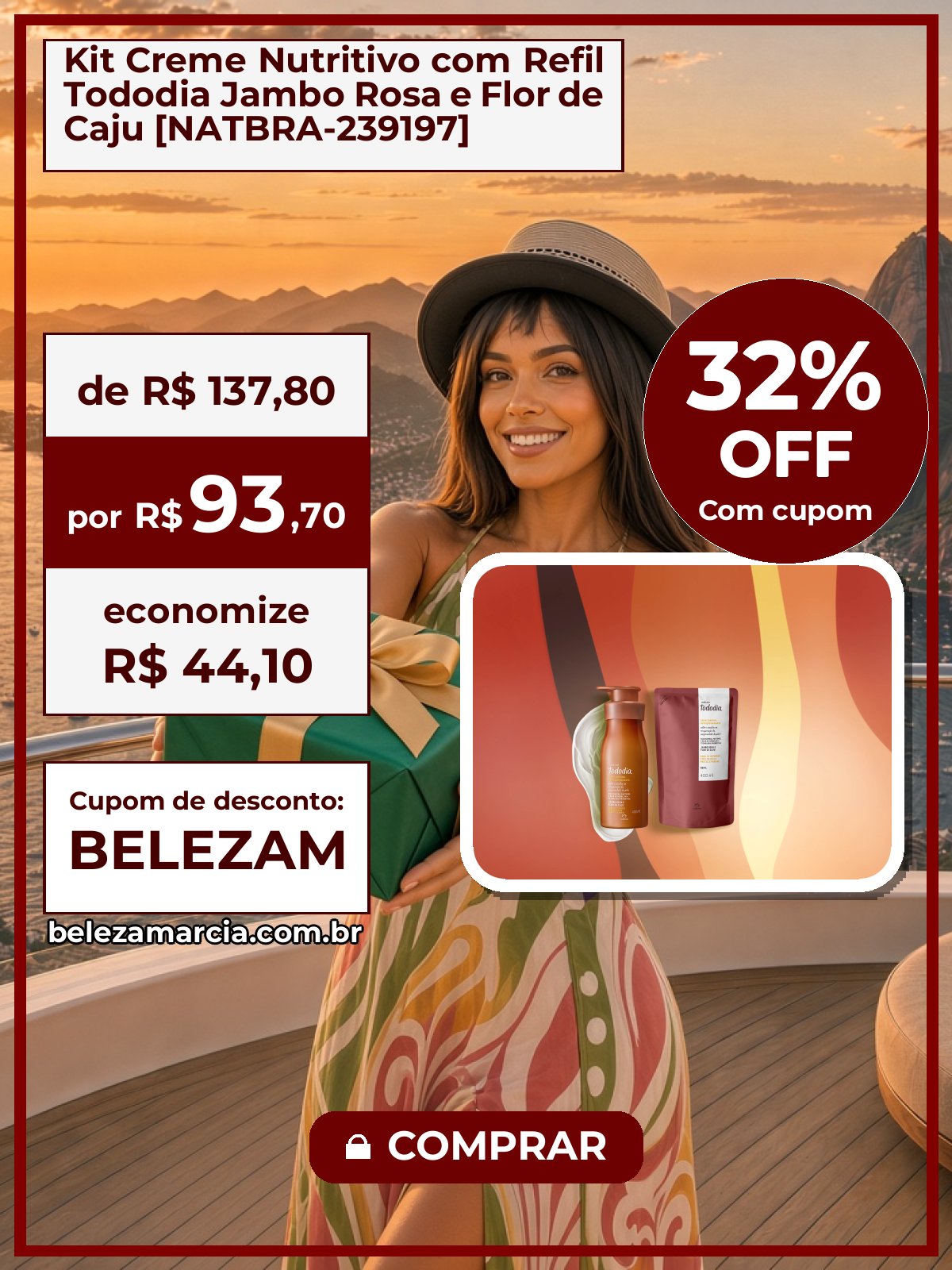 Kit Creme Nutritivo com Refil Tododia Jambo Rosa e Flor de Caju [NATBRA-239197]