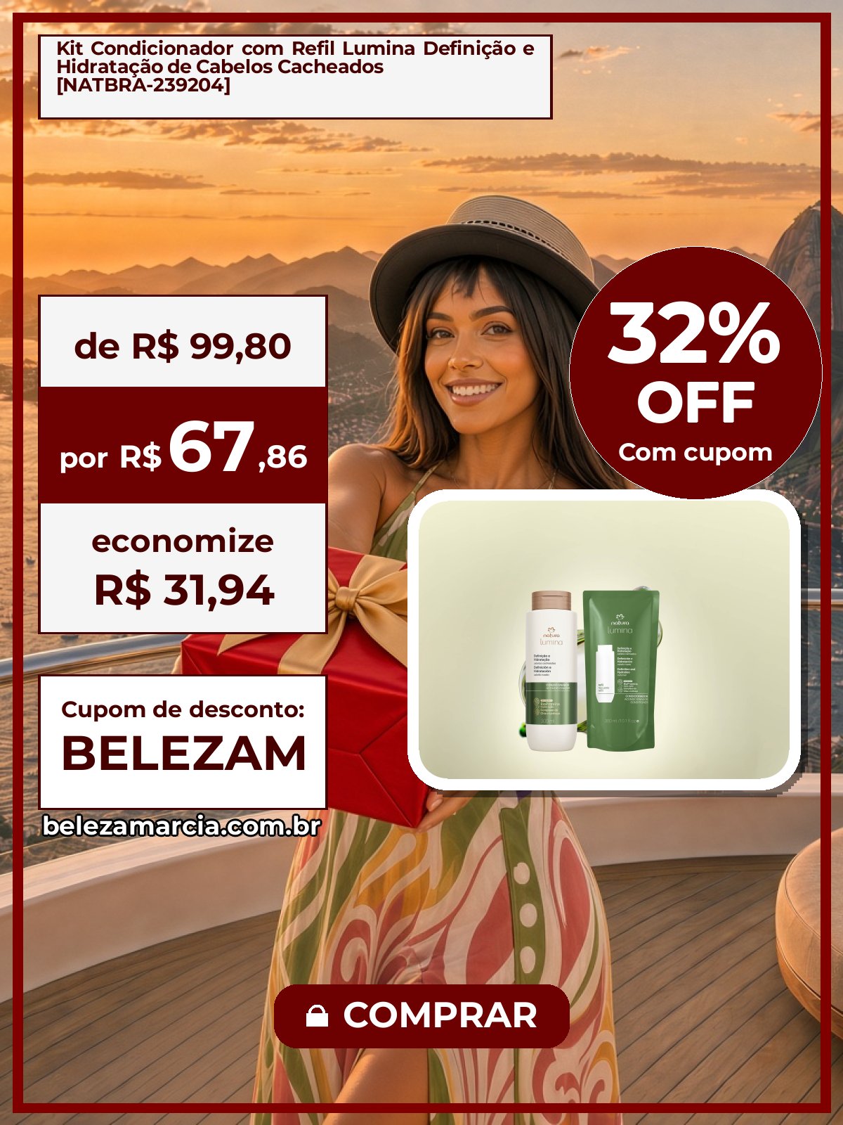Kit Condicionador com Refil Lumina Definição e Hidratação de Cabelos Cacheados [NATBRA-239204]