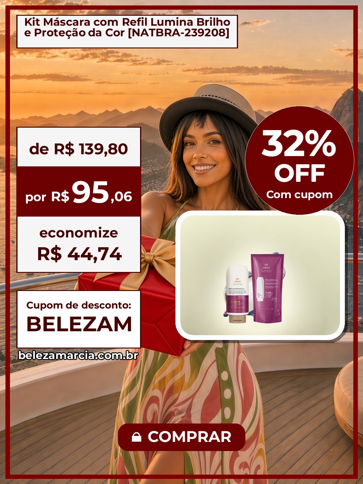 Kit Máscara com Refil Lumina Brilho e Proteção da Cor [NATBRA-239208]