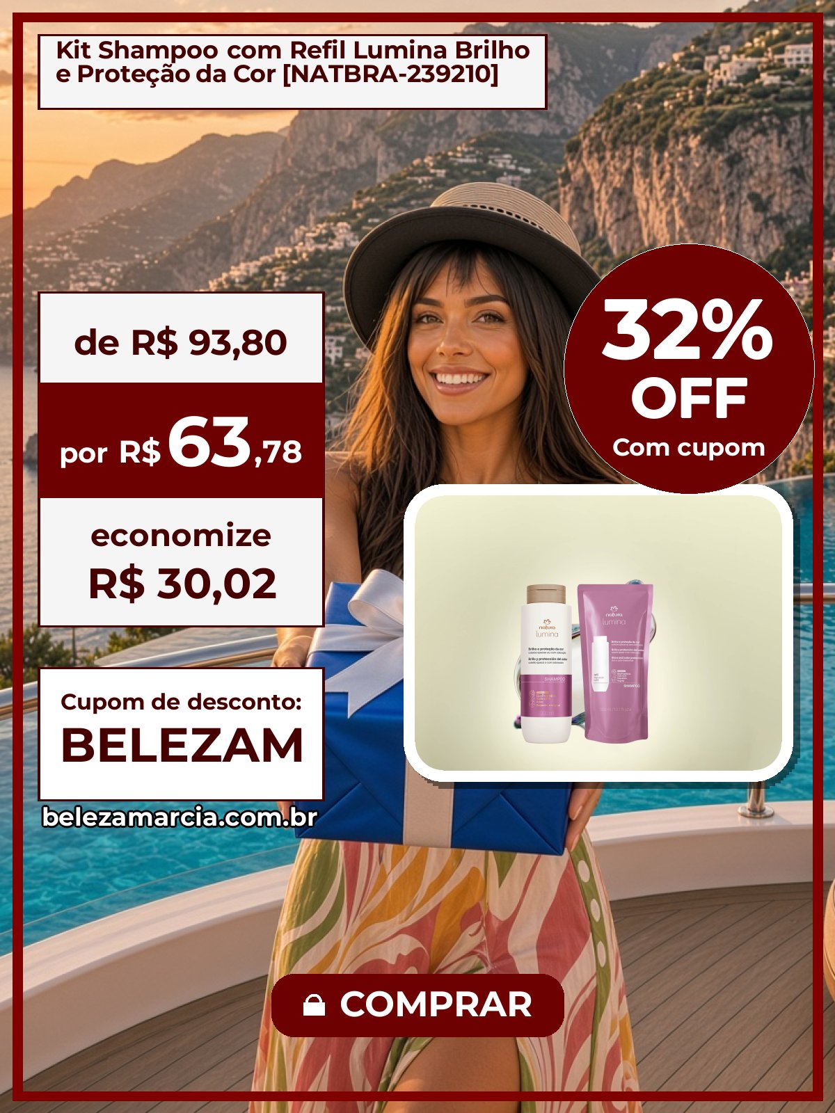 Kit Shampoo com Refil Lumina Brilho e Proteção da Cor [NATBRA-239210]
