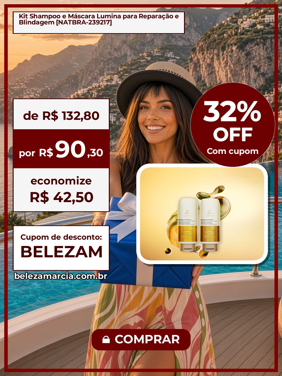 Kit Shampoo e Máscara Lumina para Reparação e Blindagem [NATBRA-239217]