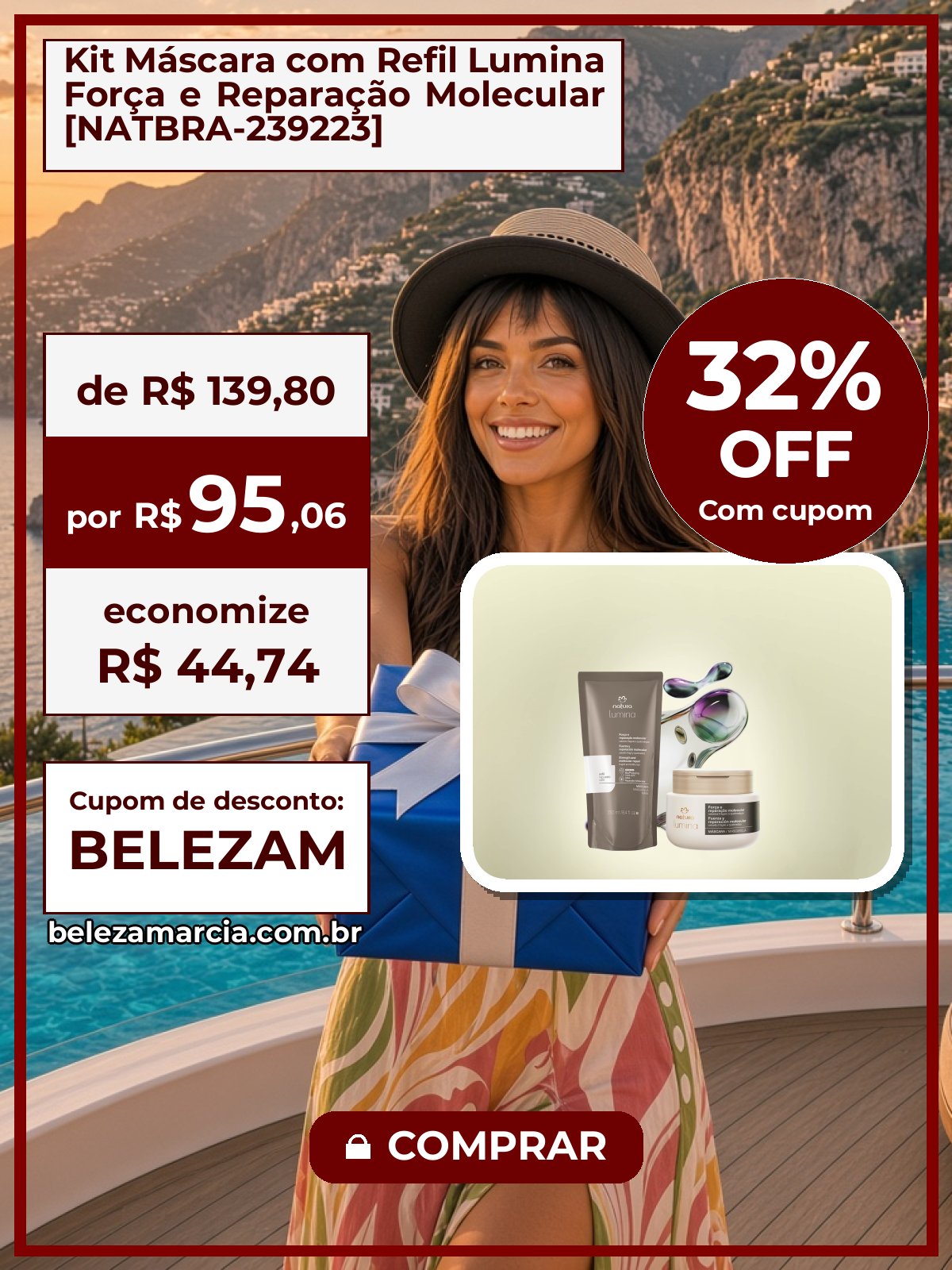 Kit Máscara com Refil Lumina Força e Reparação Molecular [NATBRA-239223]